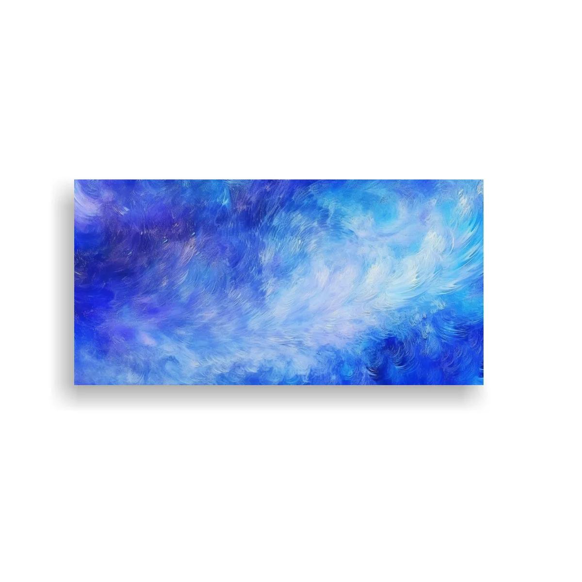 Cuadro remolino de nubes azules con pinceladas curvas y difusas