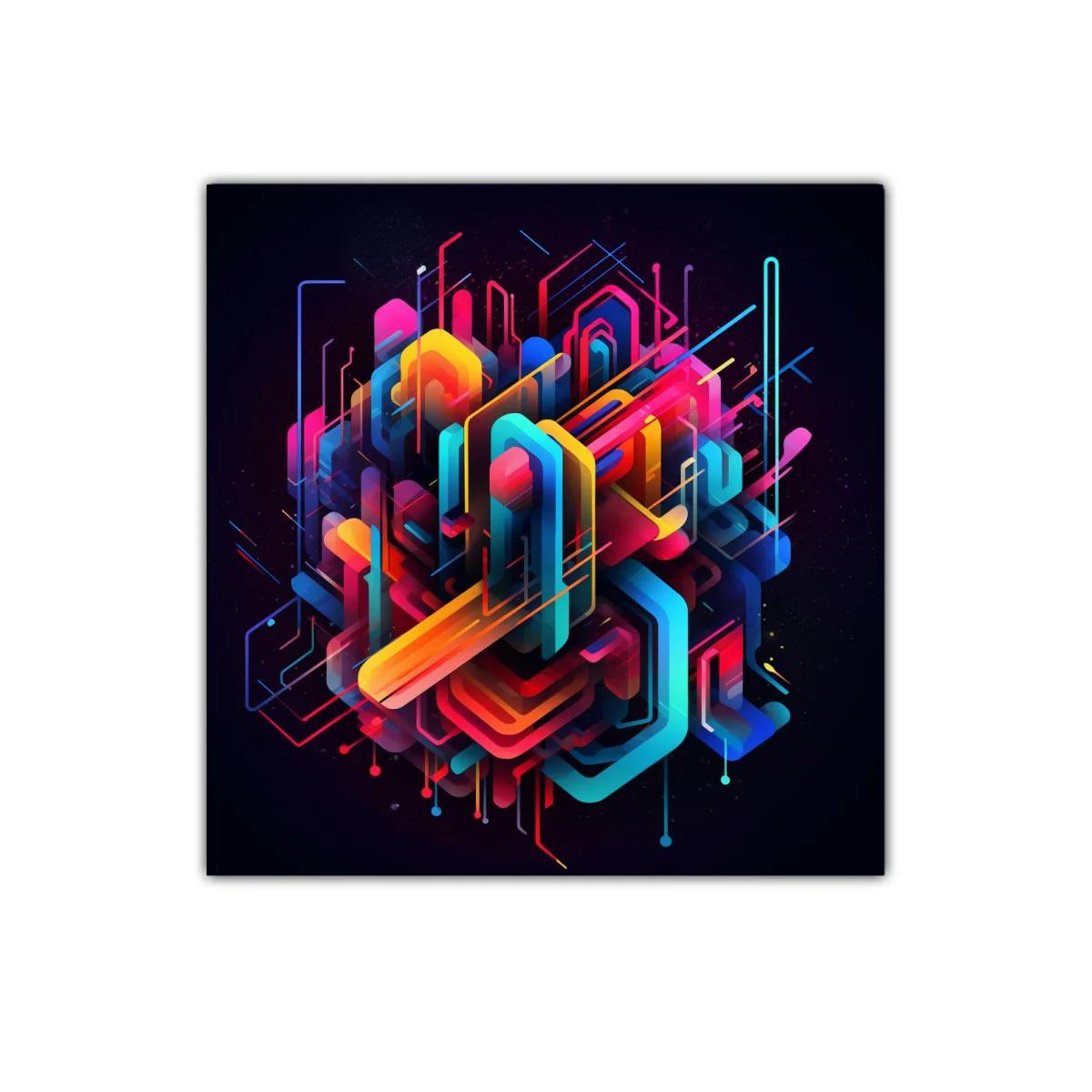 Composición geométrica futurista con colores vibrantes