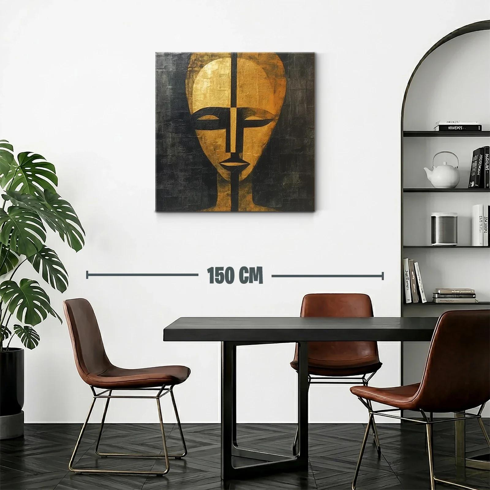 Rostro abstracto en tonos dorados y negros — miniatura 2