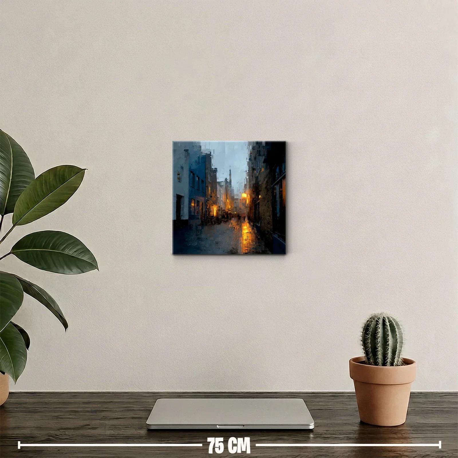 Atardecer urbano con luces cálidas y reflejos dorados — miniatura 2