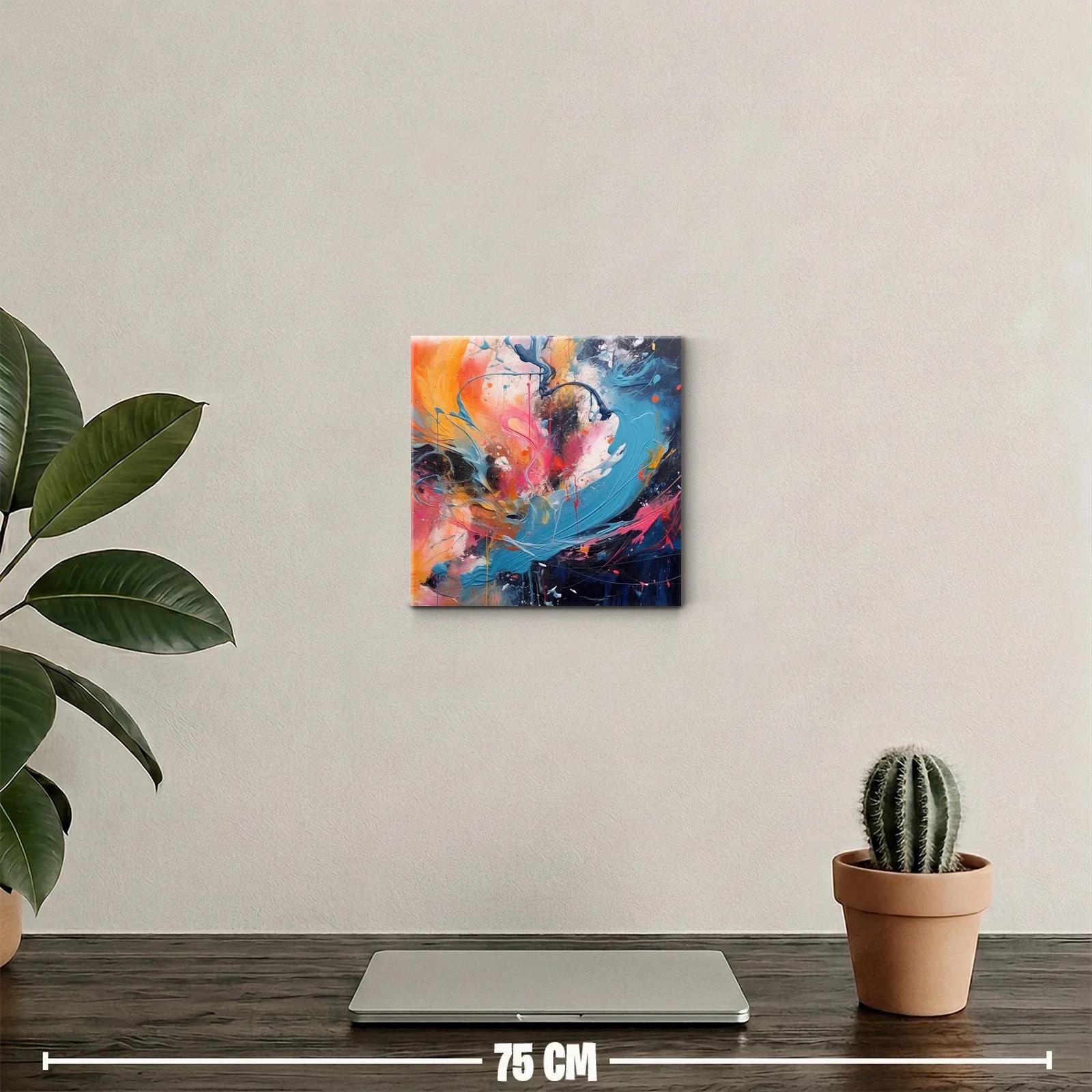 Cuadro abstracto con explosión de color vibrante y fluidez dinámica — miniatura 2
