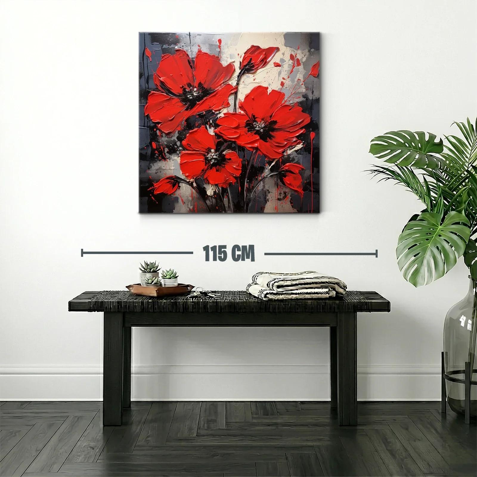 Impactante cuadro floral con vibrantes amapolas rojas — miniatura 2