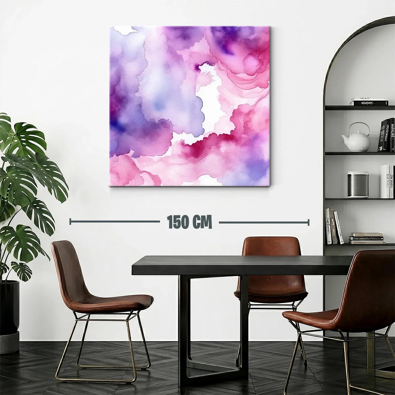 Cuadro abstracto con tonos morados y rosas vibrantes — miniatura 2