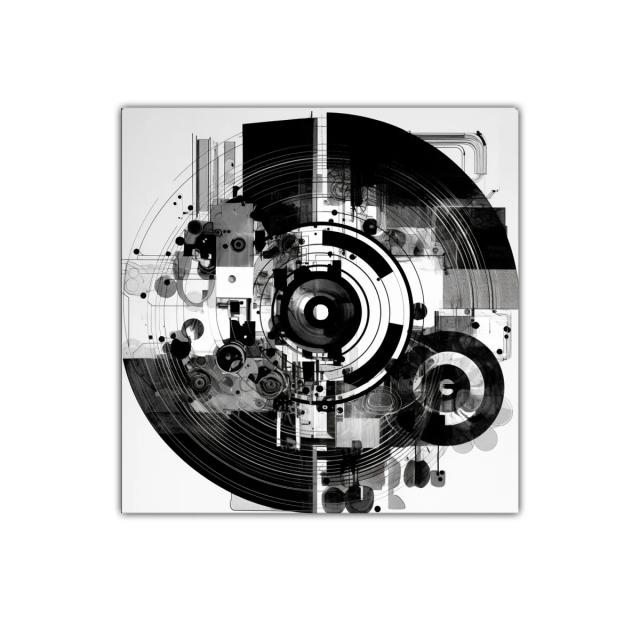 Composición abstracta circular en tonos en escala de grises