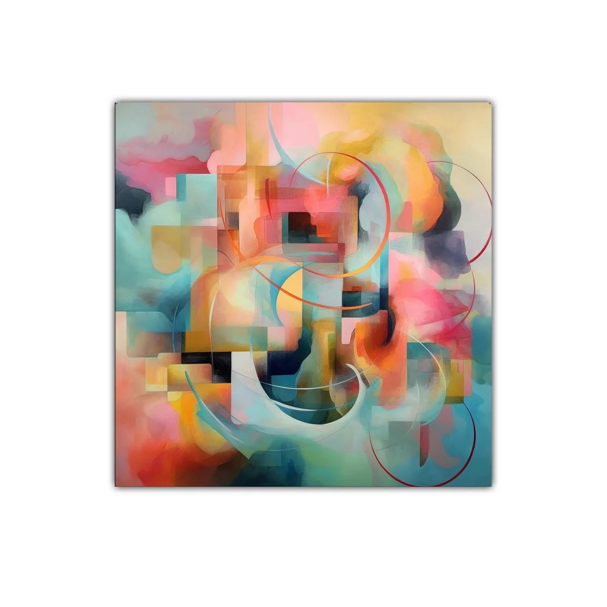 Composición abstracta con tonos cálidos y fríos entrelazados — miniatura 1