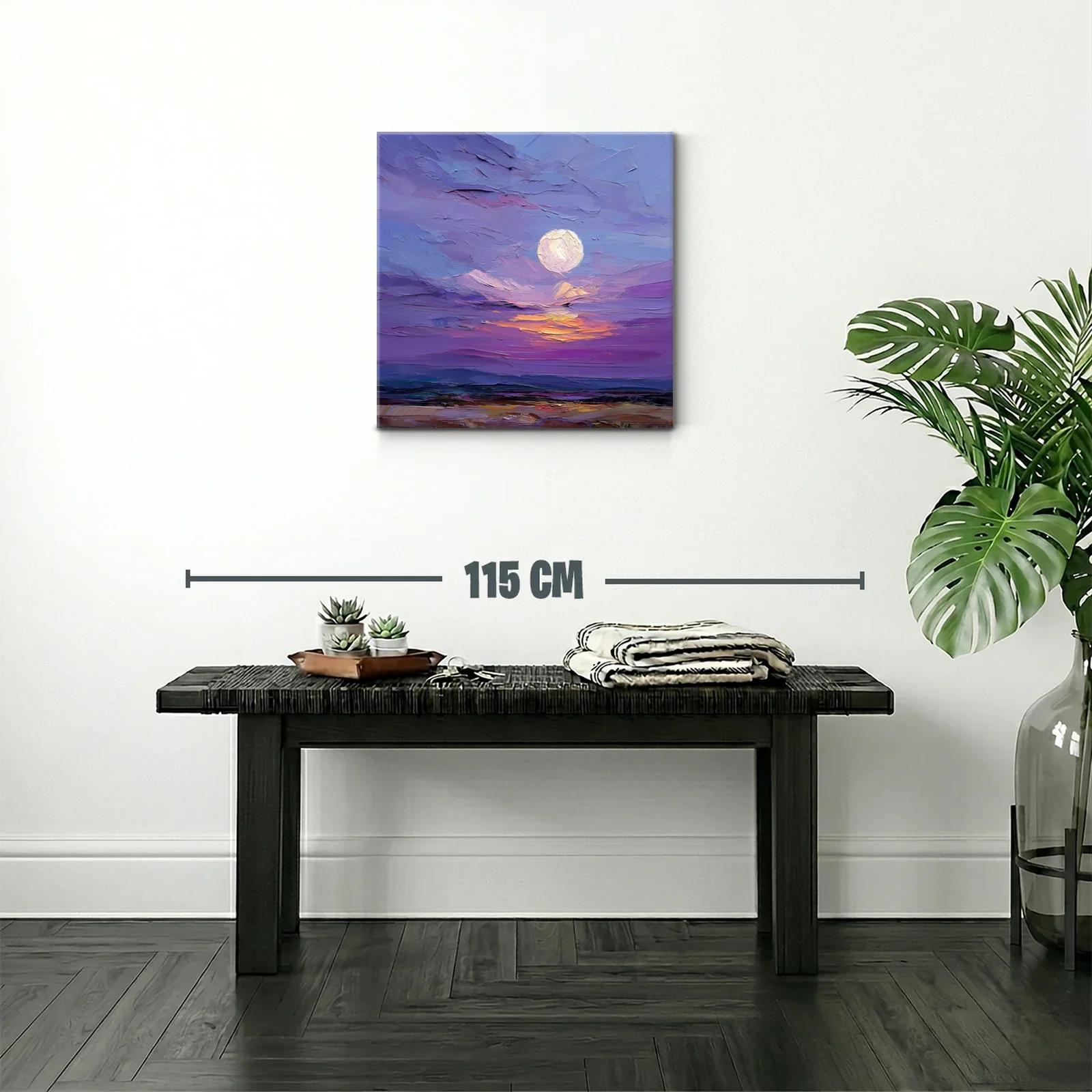 Cielo Nocturno con Luna y Atardecer en Tonos Morados — miniatura 2