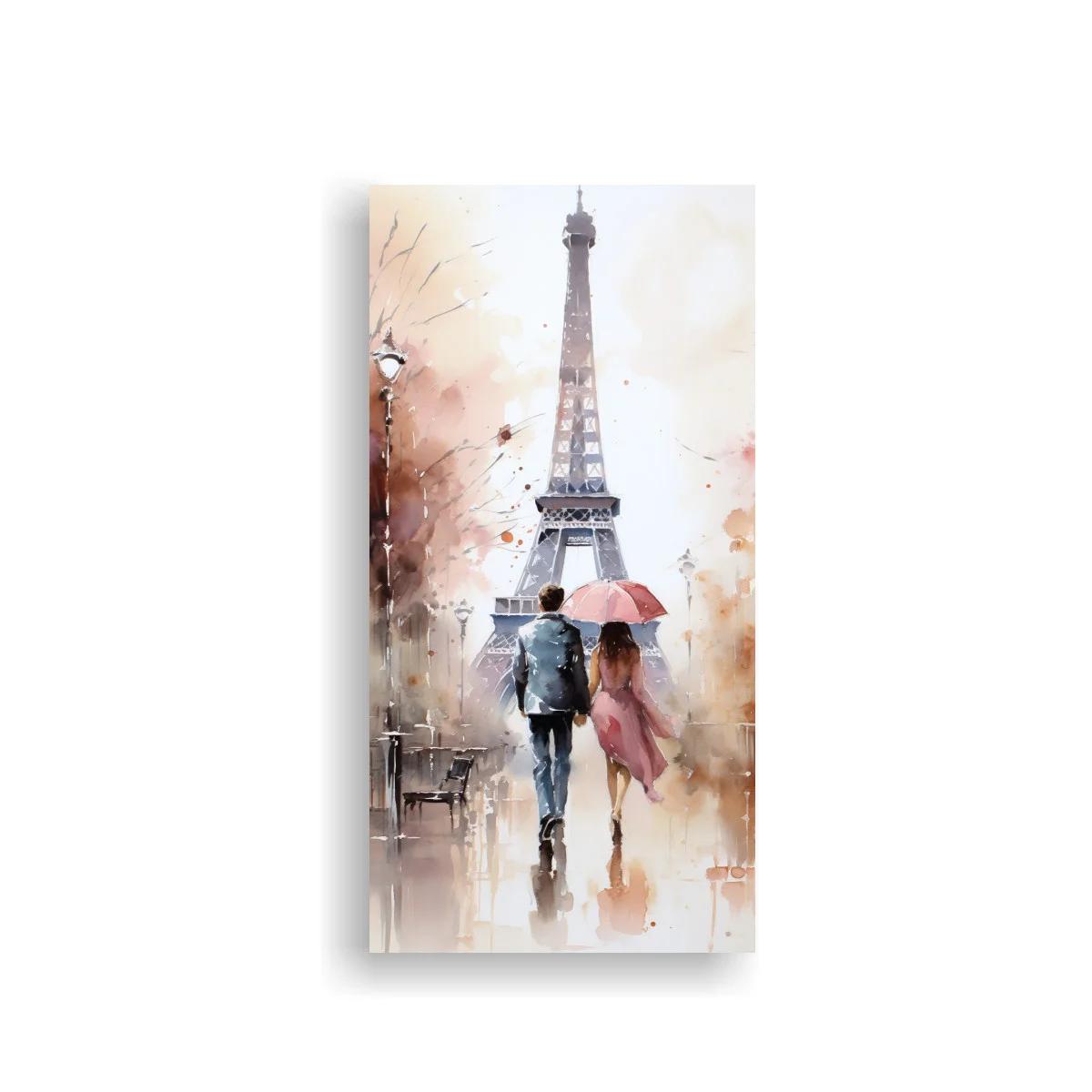 Cuadro Torre Eiffel con pareja bajo paraguas — imagen principal