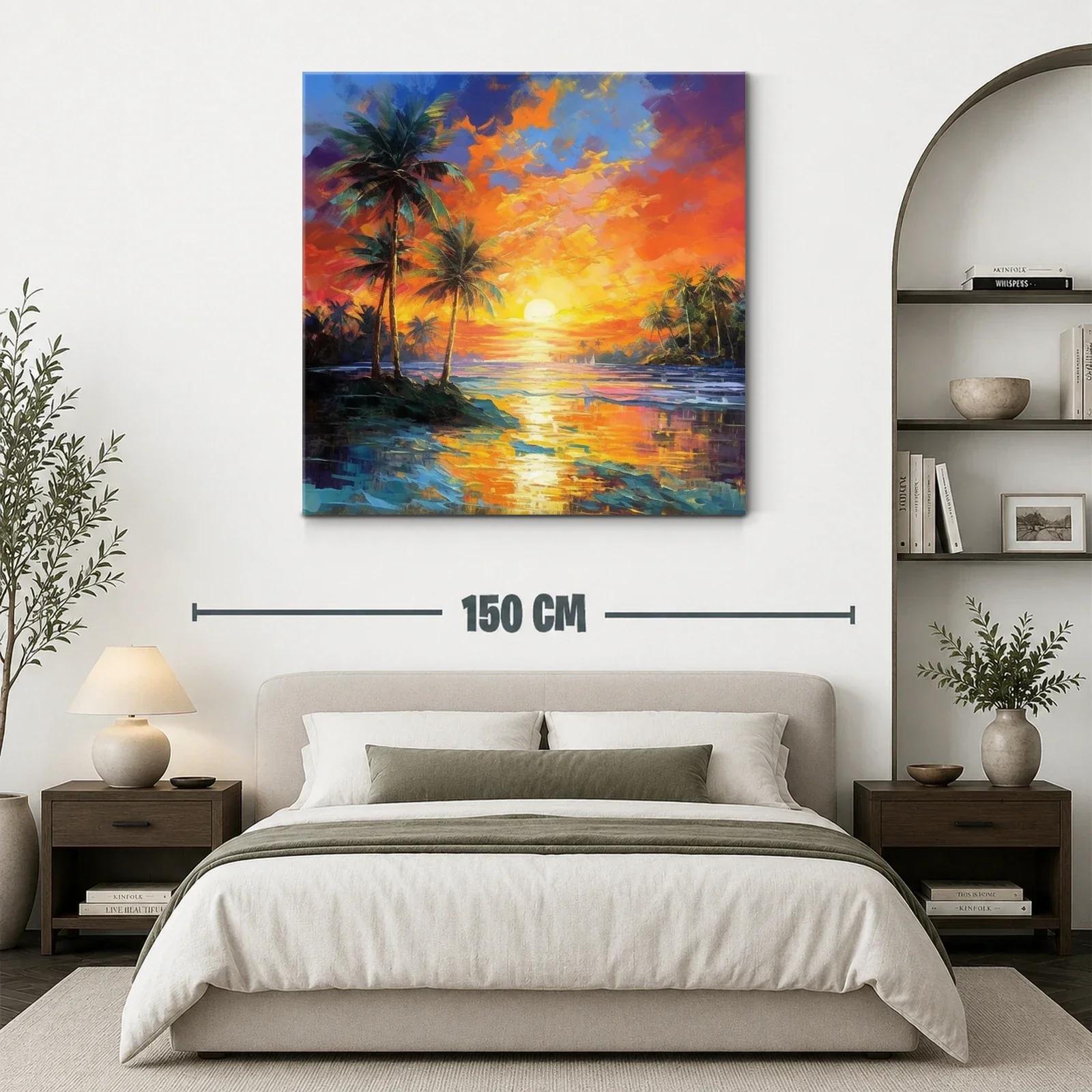 Atardecer tropical con palmeras y reflejos vibrantes — miniatura 3