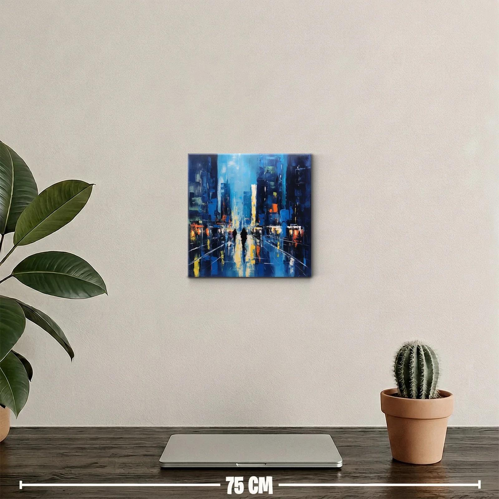 Paisaje urbano nocturno con reflejos vibrantes y figuras — miniatura 2