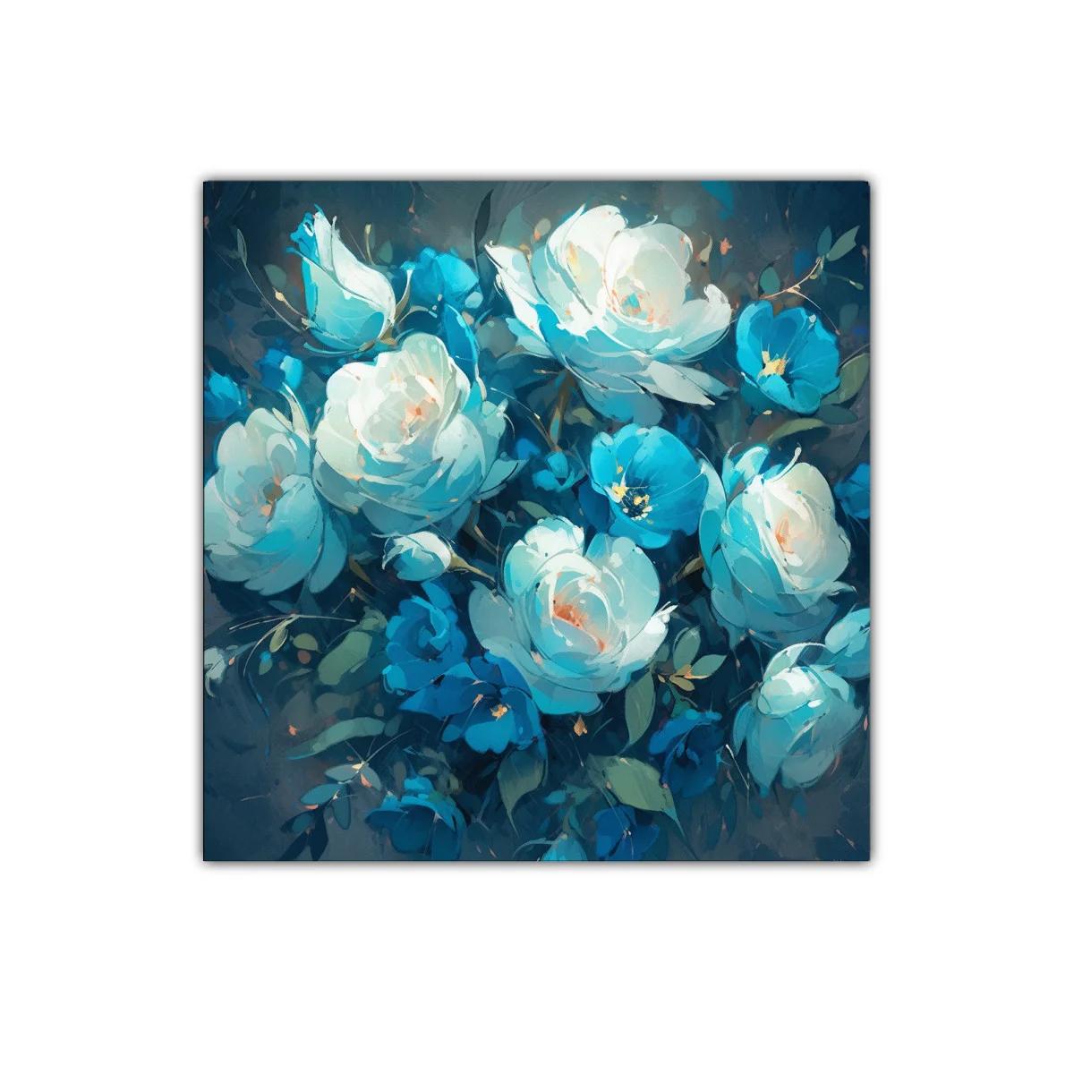 Naturaleza en calma con flores en tonos azul y blanco — imagen principal