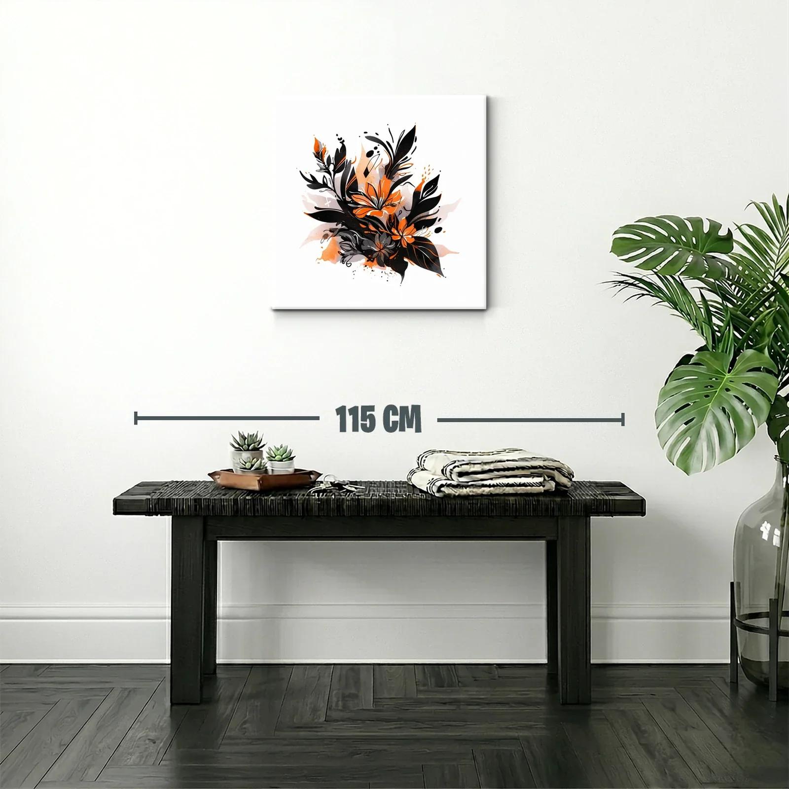 Composición floral en tonos negro y naranja vibrante — miniatura 2