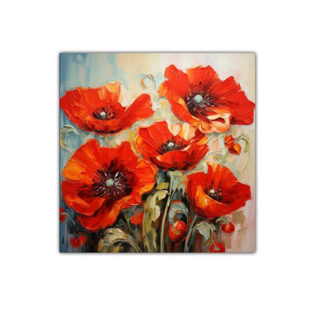 Cuadro decorativo con vibrantes amapolas rojas impactantes