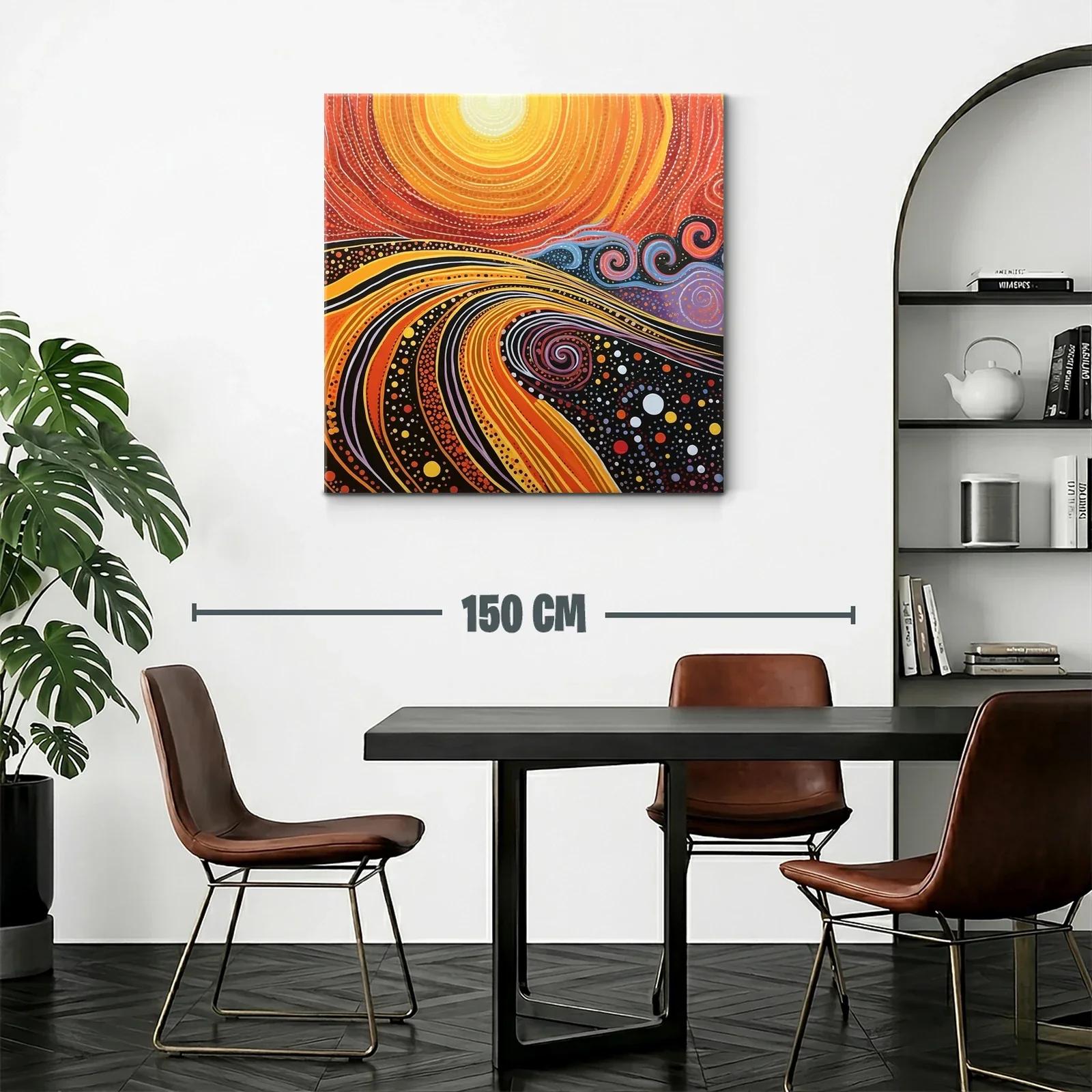 Cuadro abstracto con espirales y ondas en tonos cálidos — miniatura 2