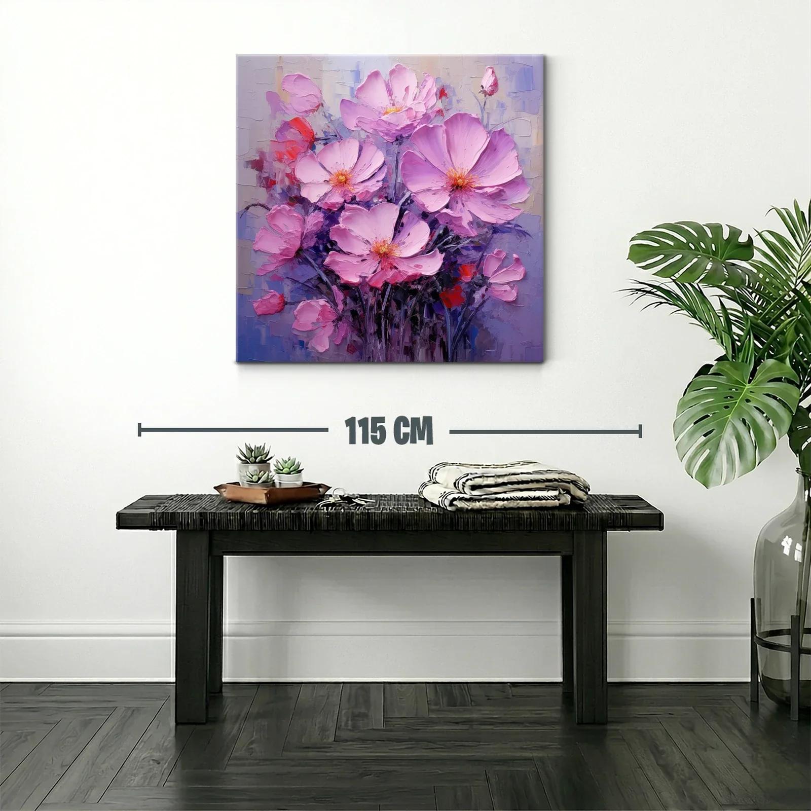Cuadro moderno con ramo de flores en tonos rosas y lilas — miniatura 2