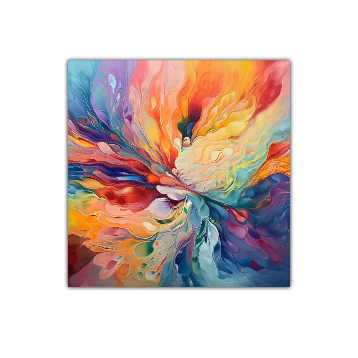 Cuadro decorativo con explosión de colores vibrantes y formas fluidas