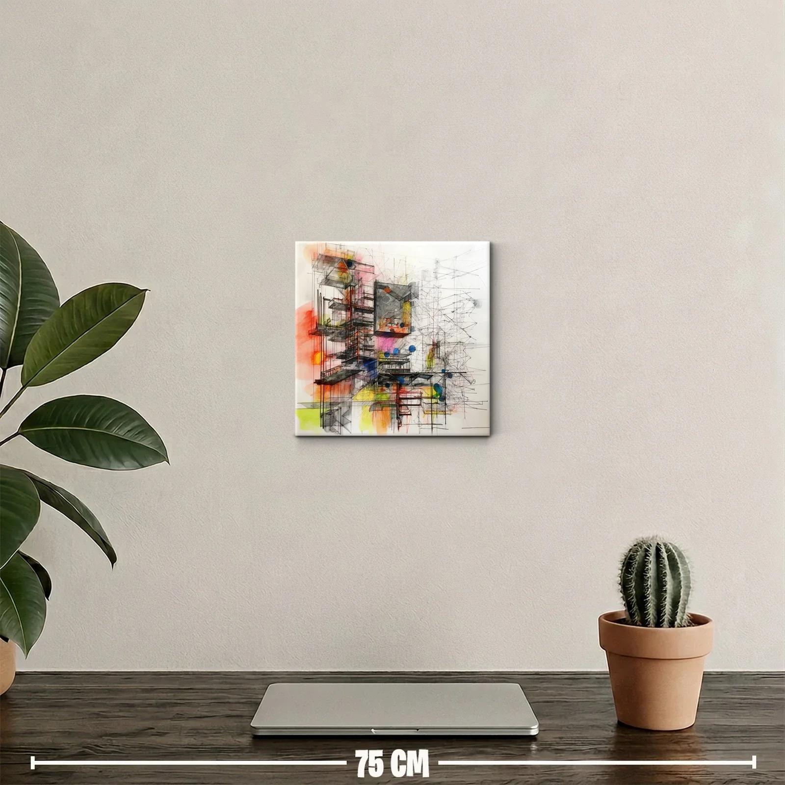 Composición abstracta con formas arquitectónicas y colores vivos — miniatura 2