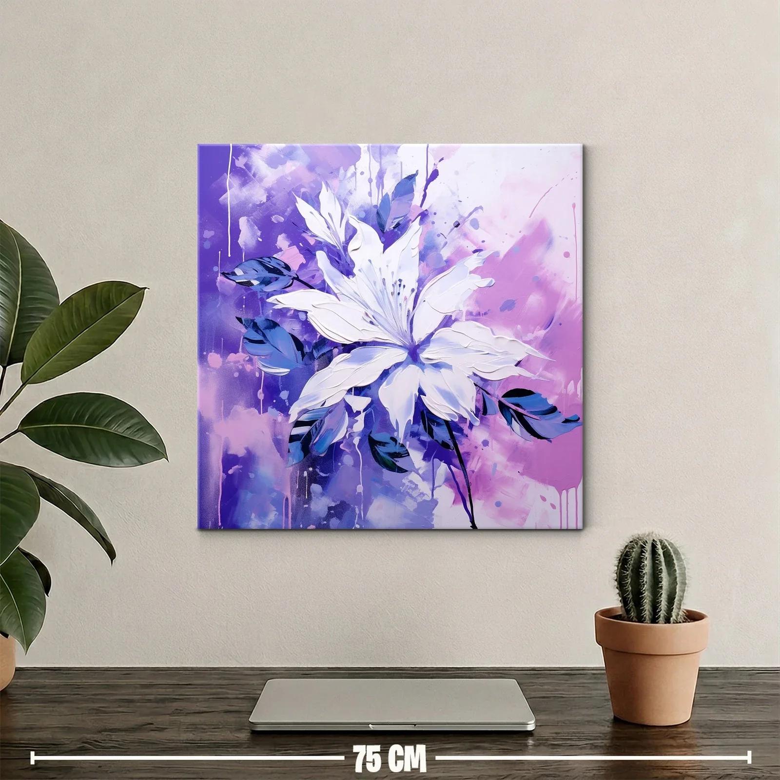 Flor blanca sobre fondo vibrante en tonos violetas y azules — miniatura 2