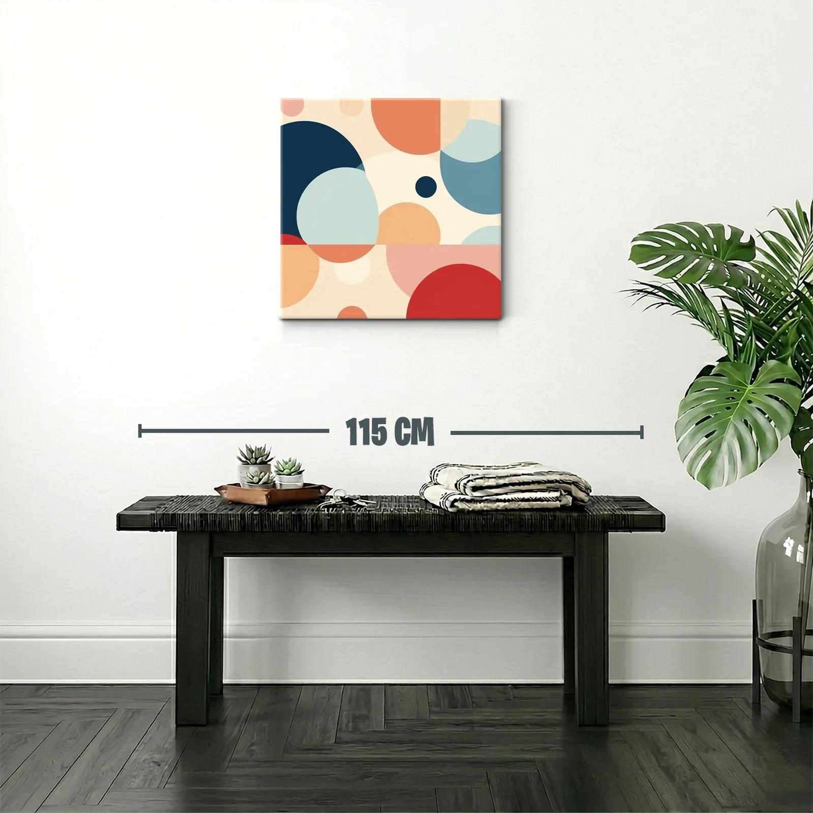 Composición abstracta con círculos en tonos cálidos y azulados — miniatura 2