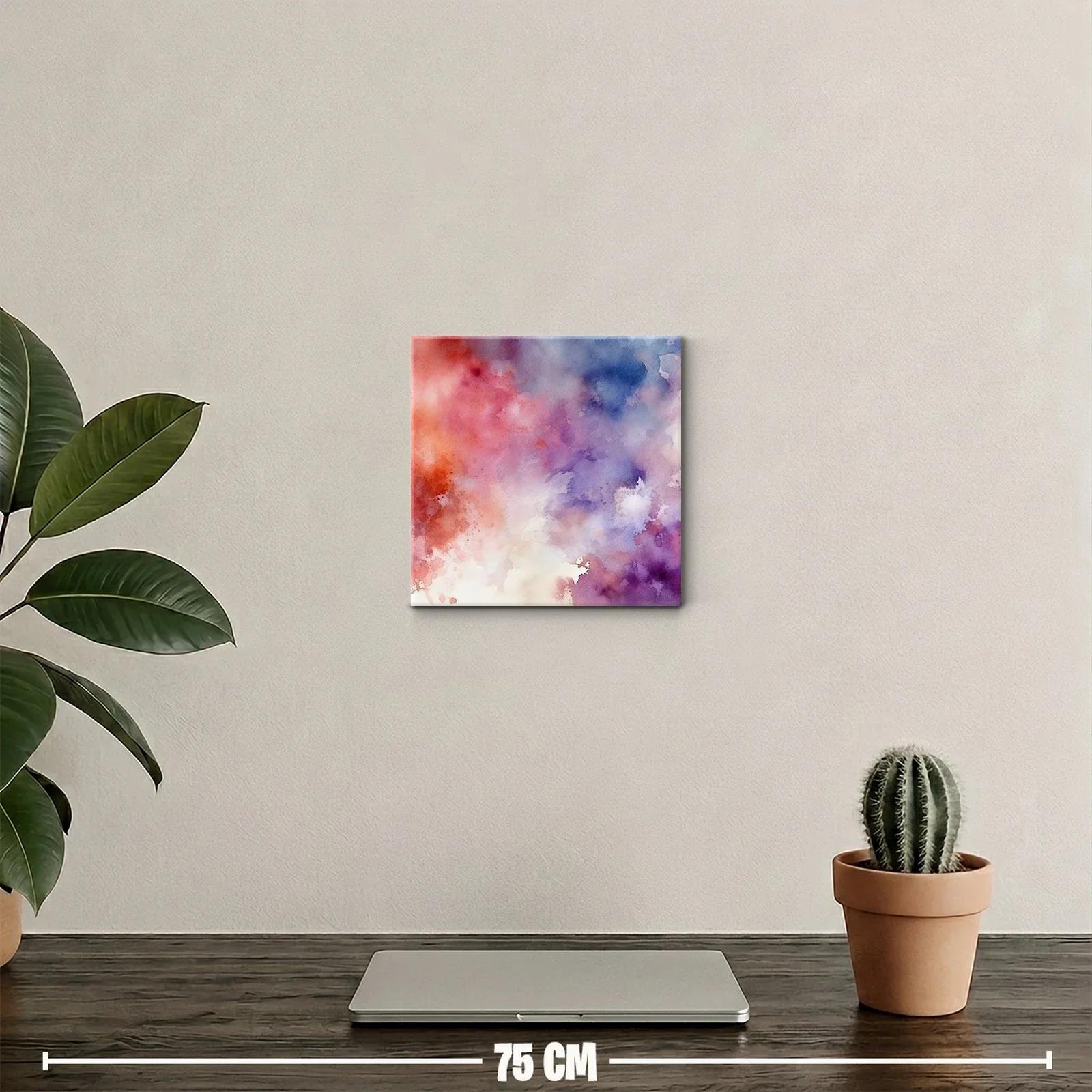 Cuadro abstracto con tonos cálidos y fríos vibrantes — miniatura 2