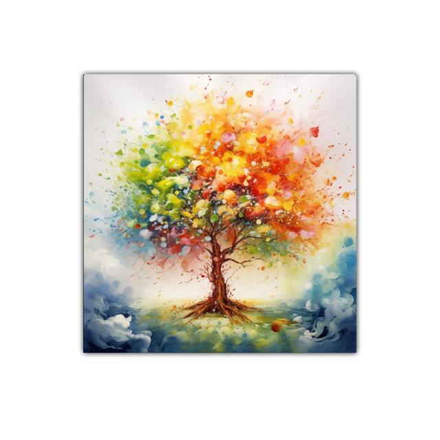 Árbol multicolor en explosión de luz y energía