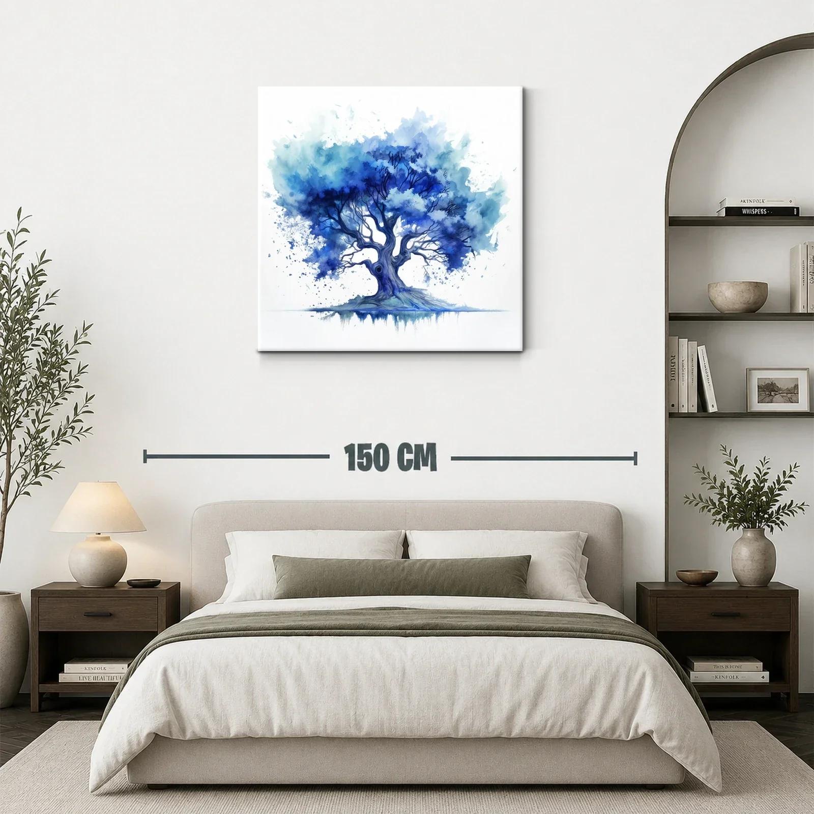 Árbol en tonos azules con estilo acuarela moderno — miniatura 3