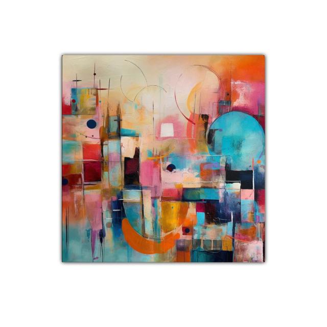 Cuadro decorativo con colores vibrantes y formas abstractas