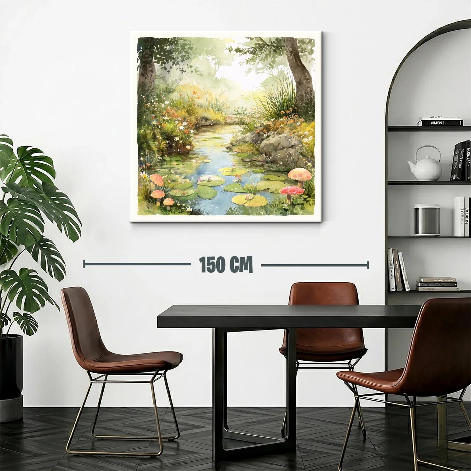 Paisaje natural con estanque y setas entre vegetación — miniatura 2
