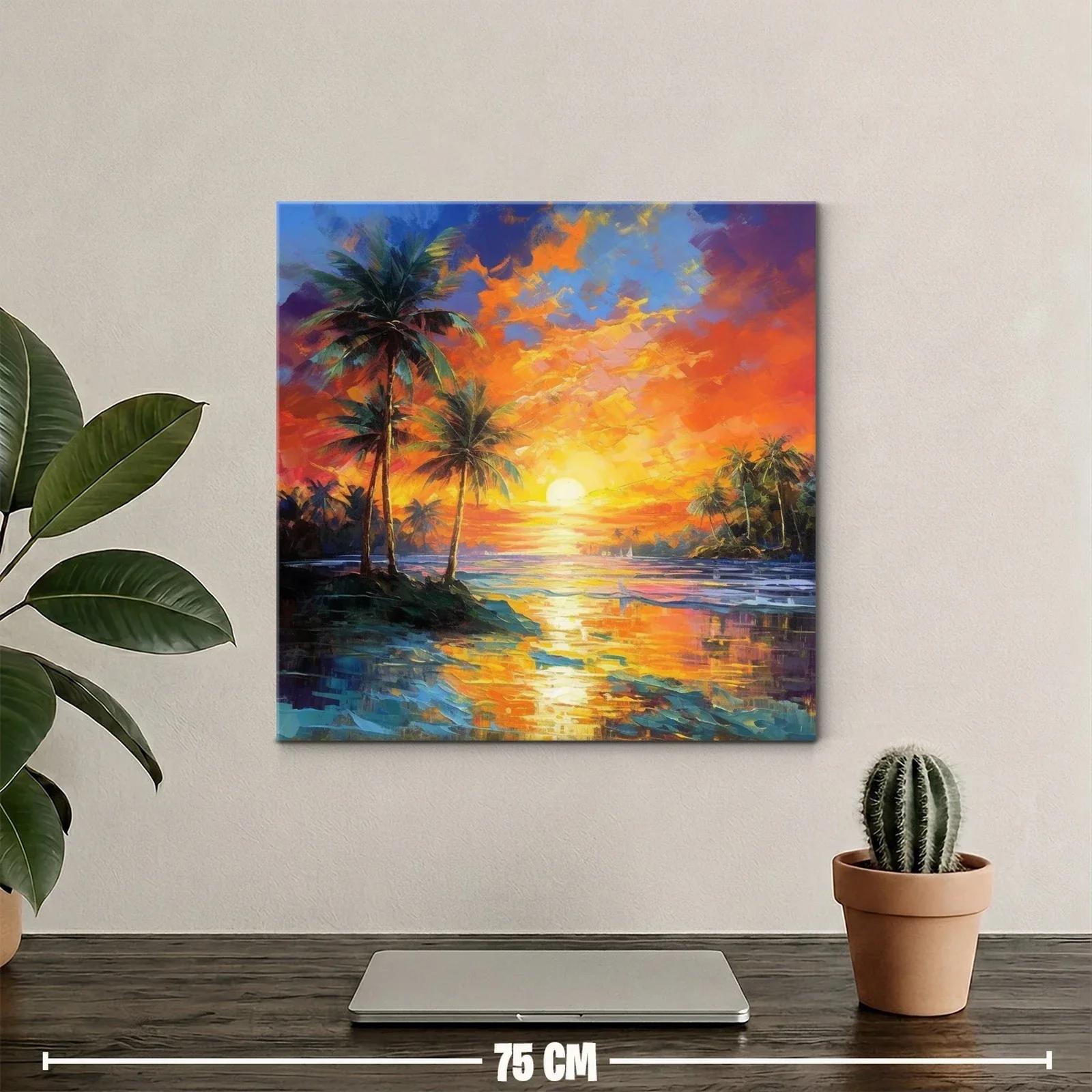 Atardecer tropical con palmeras y reflejos vibrantes — miniatura 2