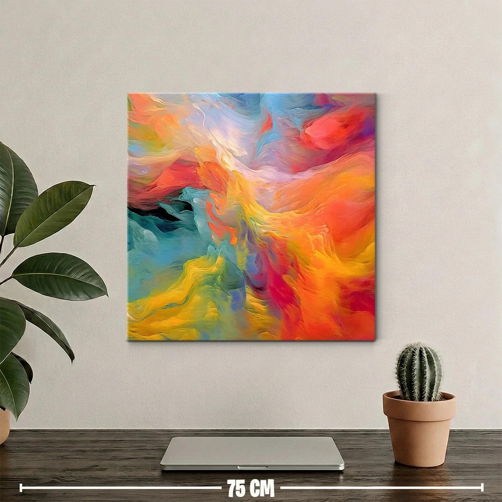 Cuadro abstracto con vibrantes tonalidades cálidas y frías — miniatura 2