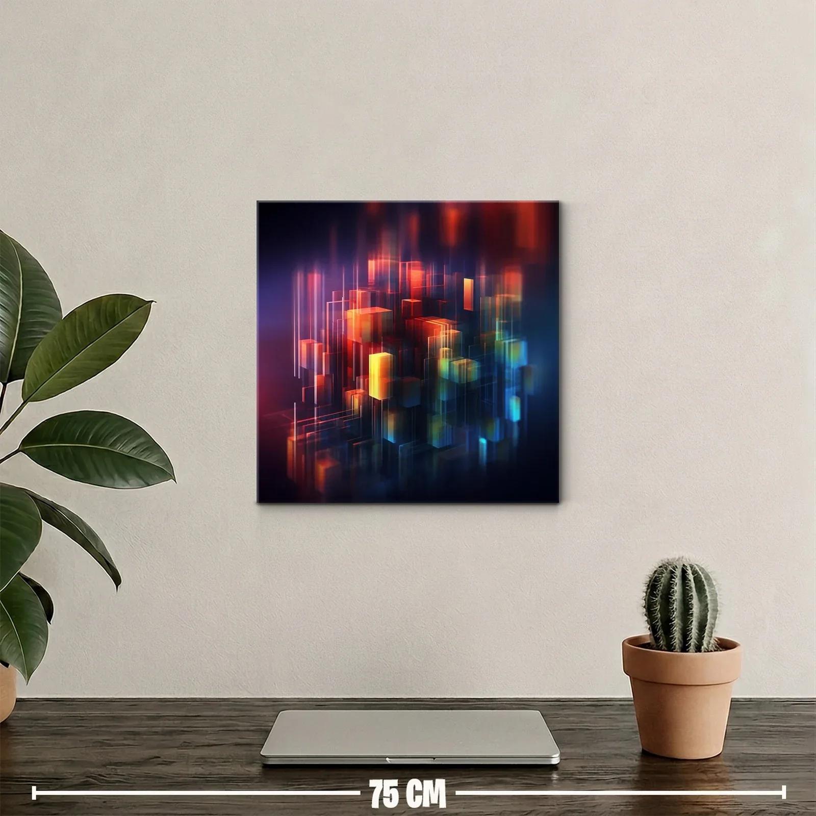 Composición abstracta con cubos iluminados y tonos intensos — miniatura 2