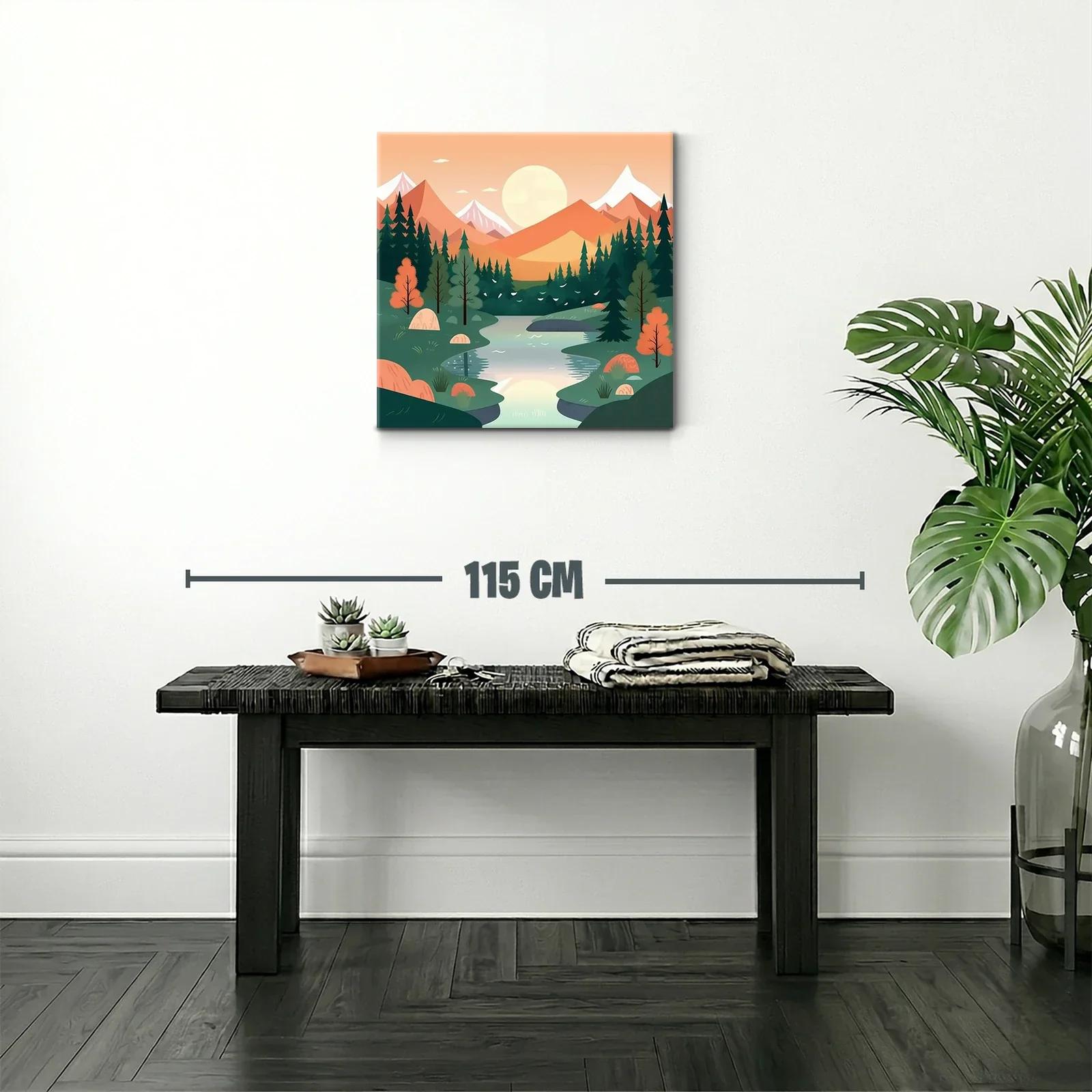 Paisaje sereno con río y montañas al atardecer — miniatura 2