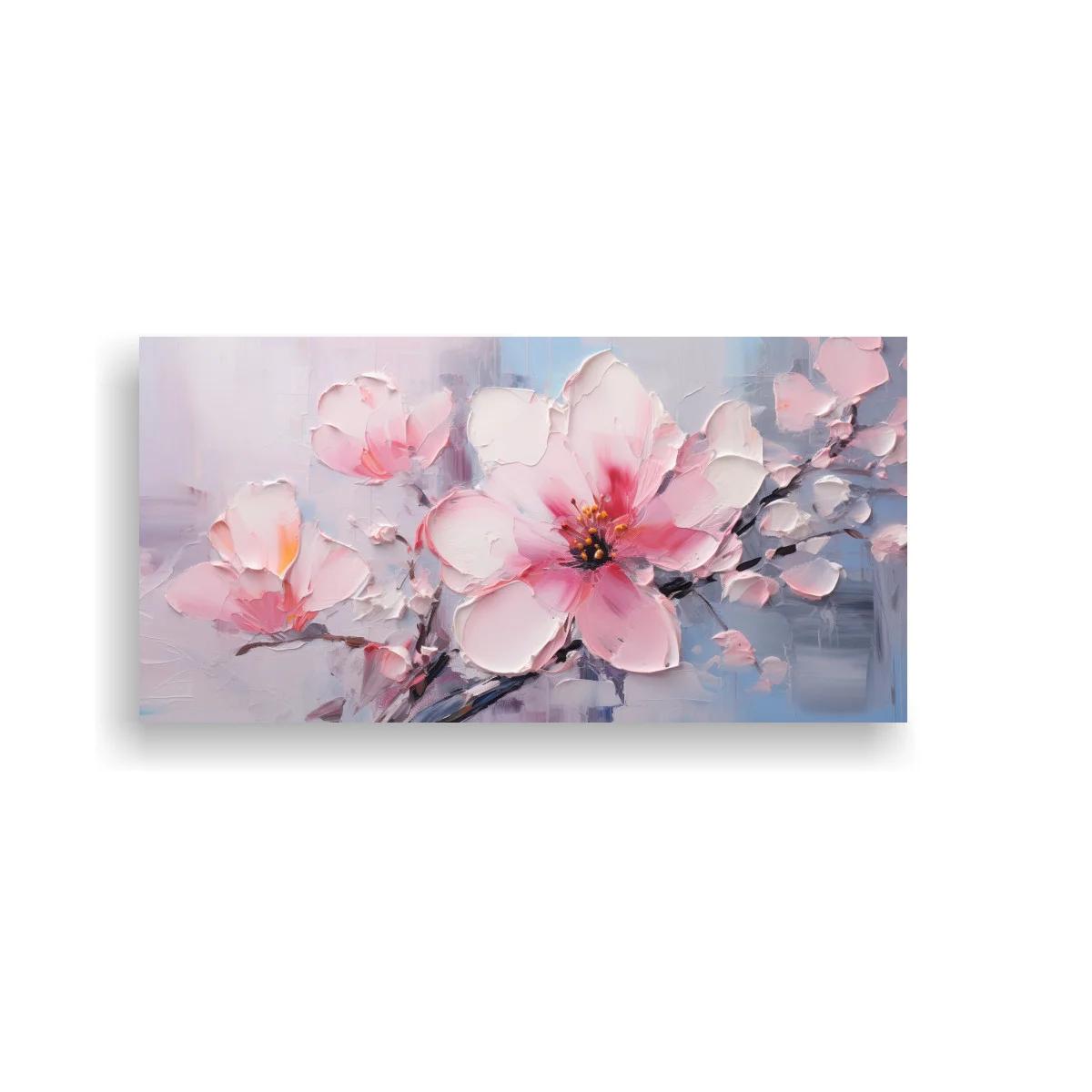 Cuadro magnolias rosas con fondo difuso