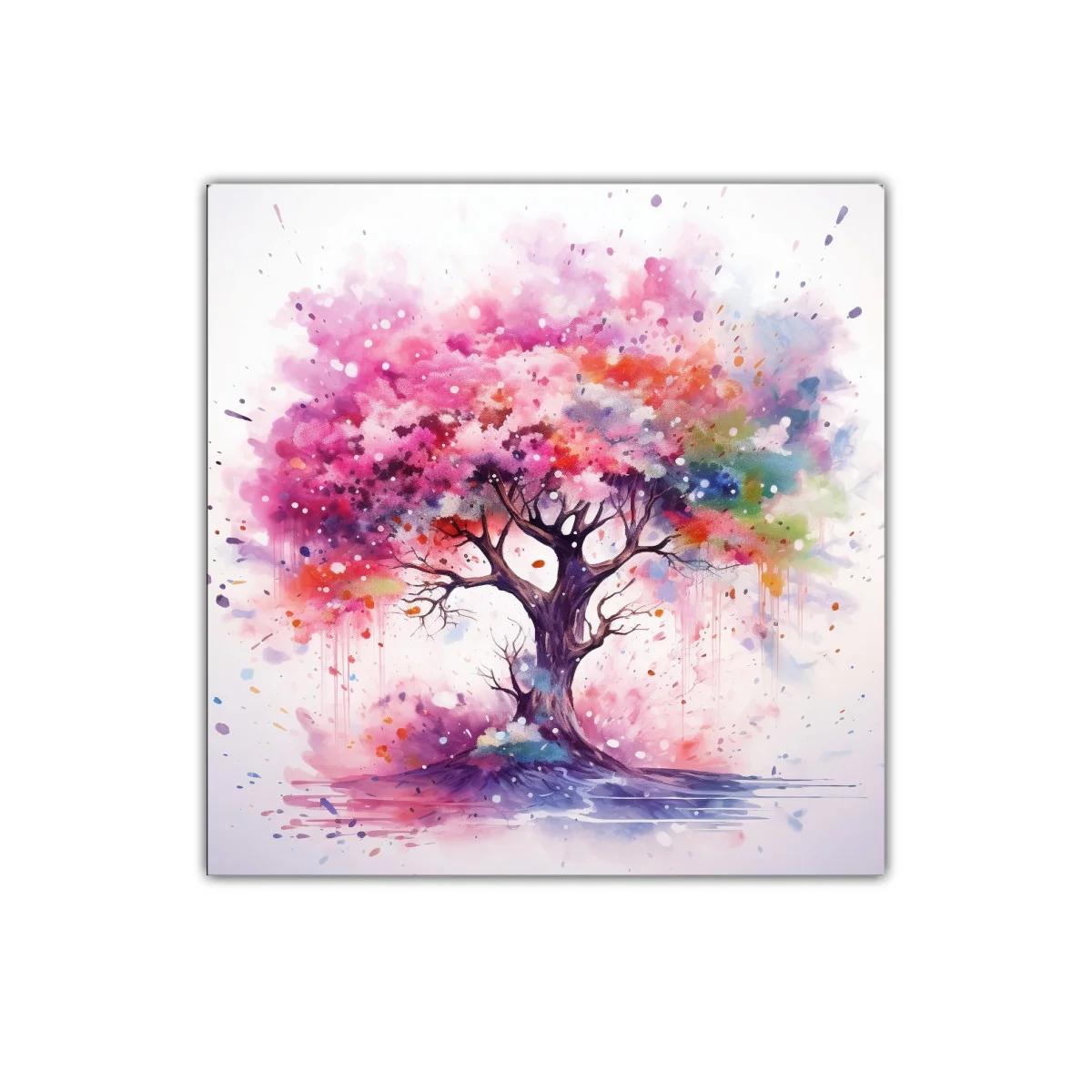 Árbol Colorido con Explosión de Tintas Vibrantes