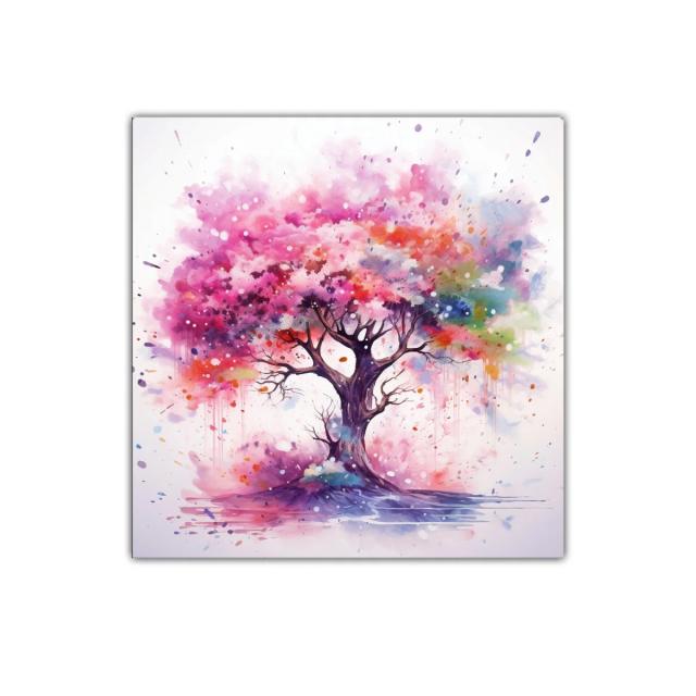 Árbol Colorido con Explosión de Tintas Vibrantes