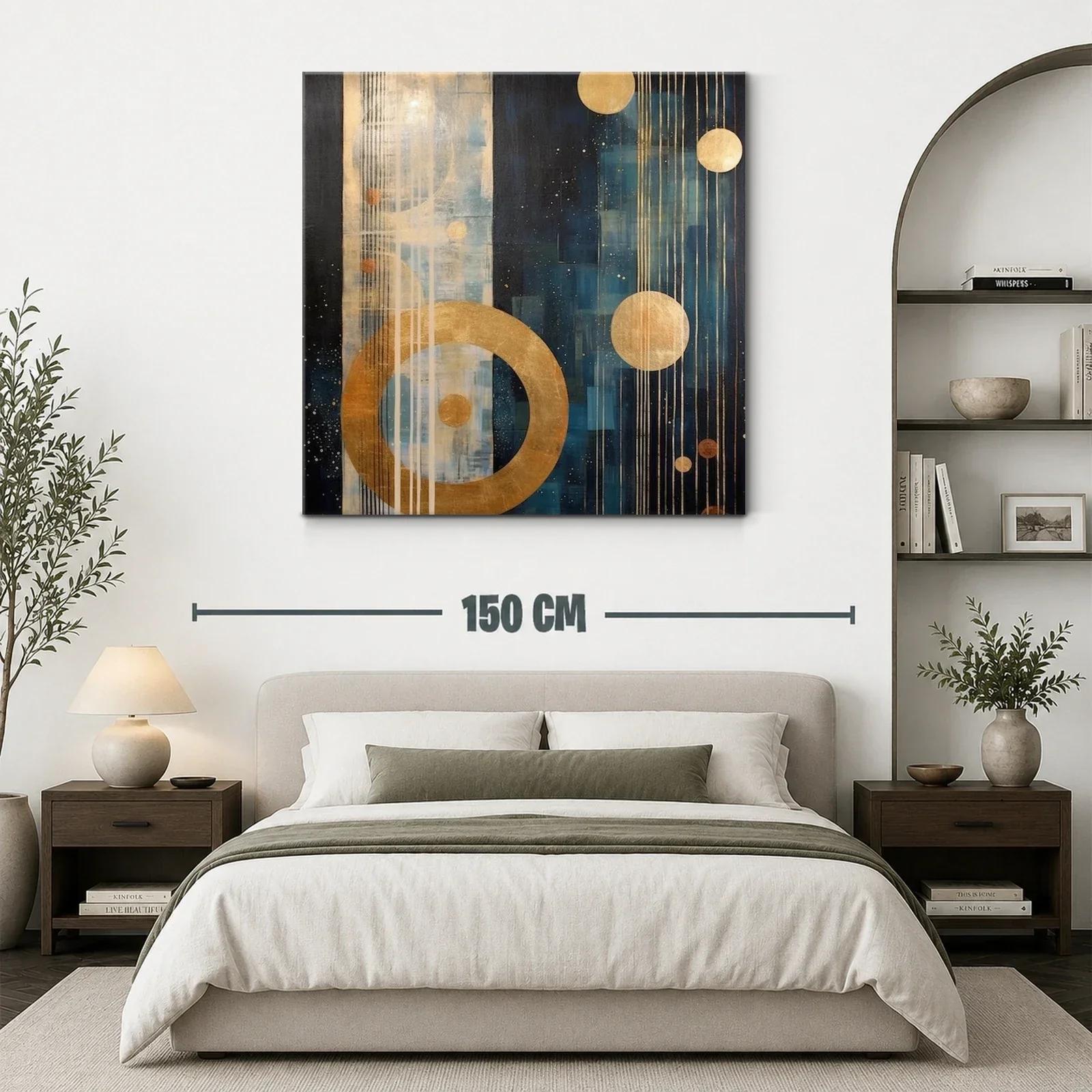 Composición abstracta con círculos dorados y azul profundo — miniatura 3