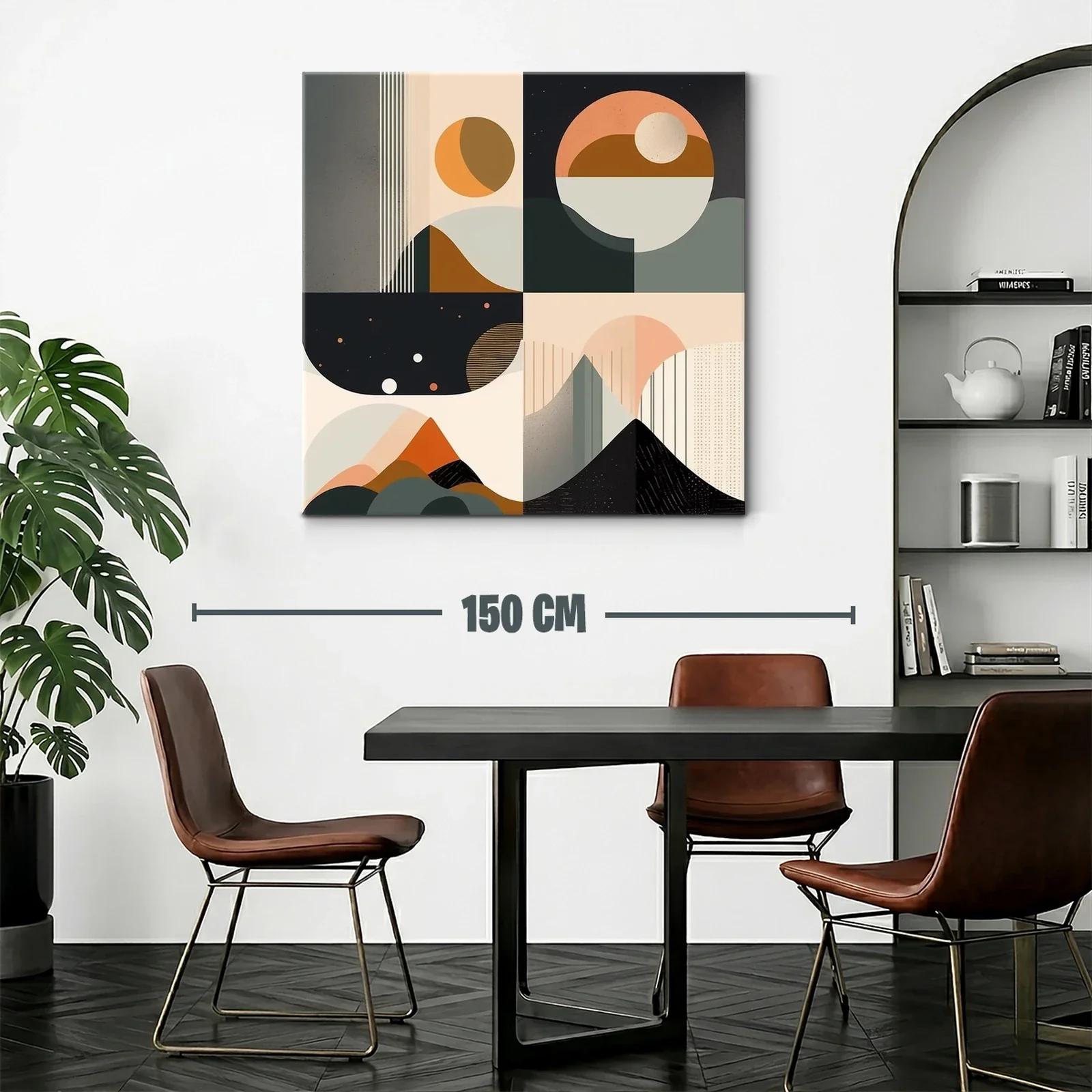 Cuadro abstracto con formas geométricas y tonos cálidos — miniatura 2