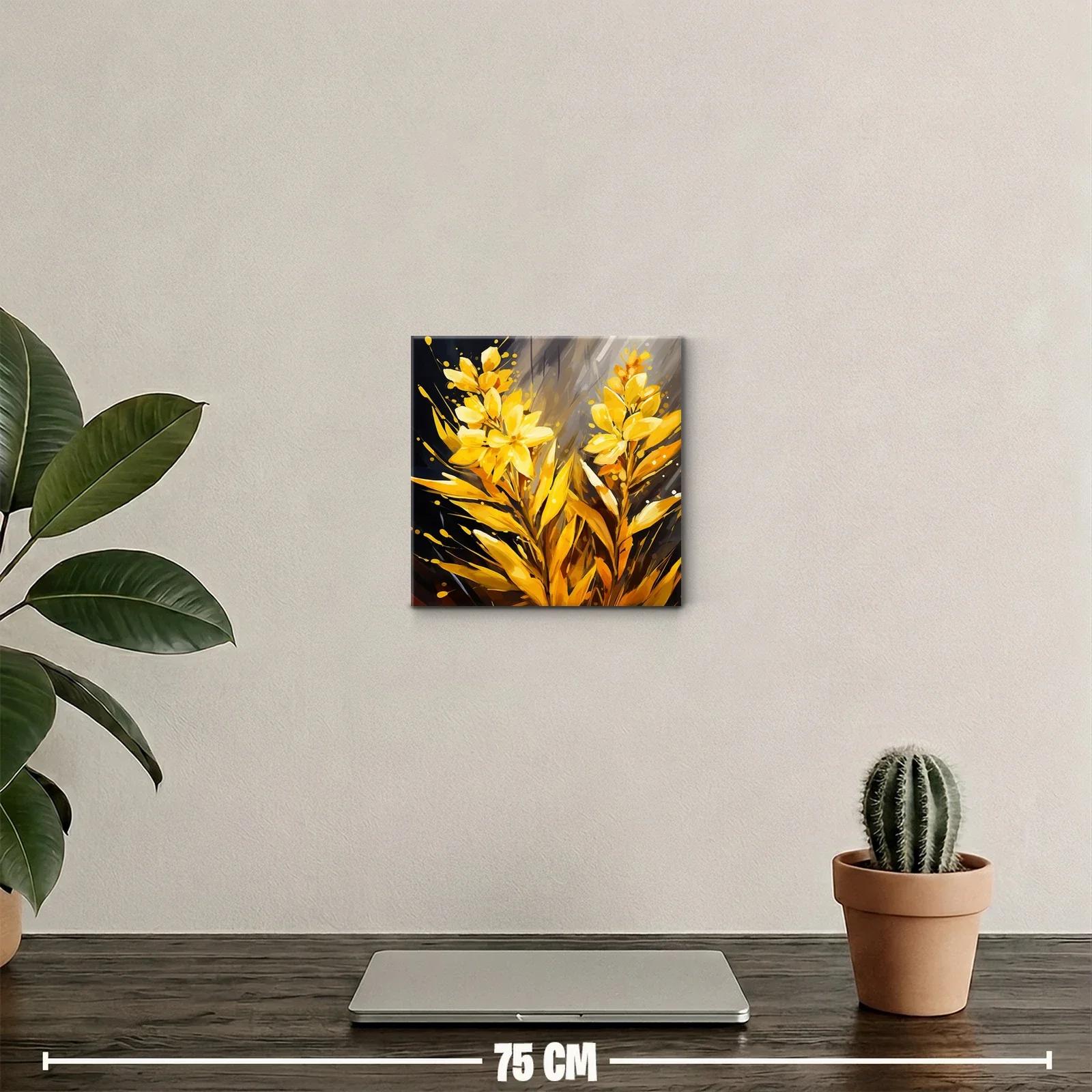 Brillante Cuadro Floral en Tono Amarillo Luminoso — miniatura 2