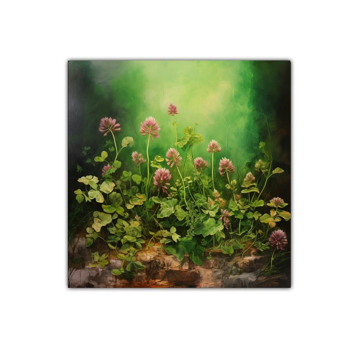 Cuadro decorativo con flores silvestres y tonos verdes — imagen principal