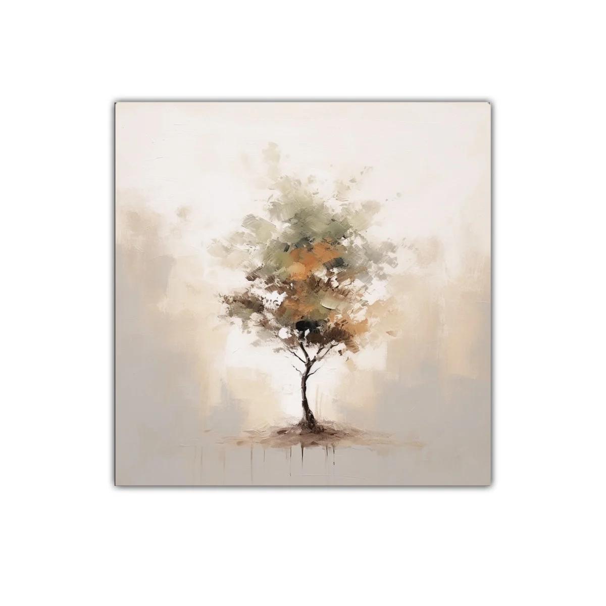 Cuadro abstracto de árbol con tonos neutros y tierra — miniatura 1