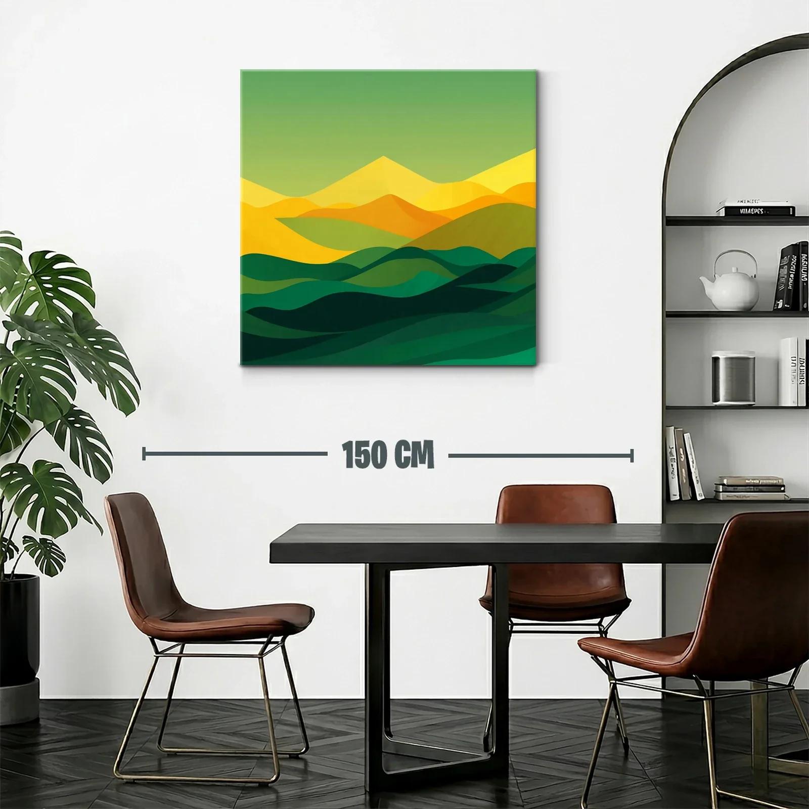 Paisaje abstracto en tonos verdes y amarillos cálidos — miniatura 2