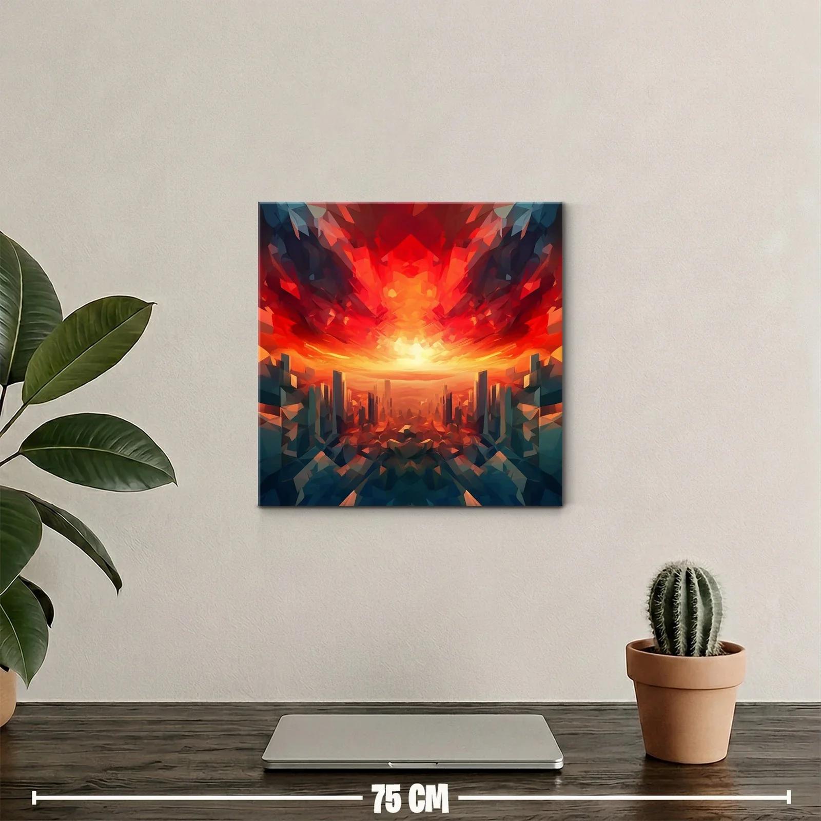 Atardecer vibrante sobre ciudad futurista en tonos cálidos — miniatura 2