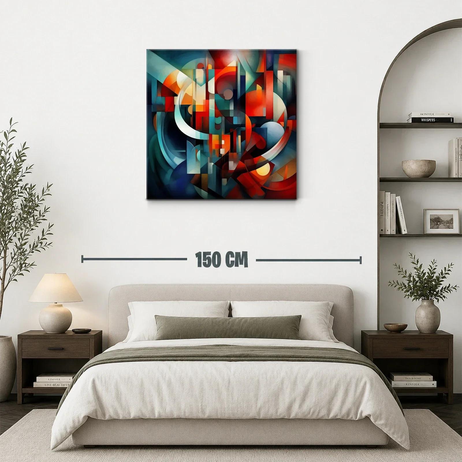 Composición abstracta en tonos cálidos y fríos equilibrados — miniatura 3