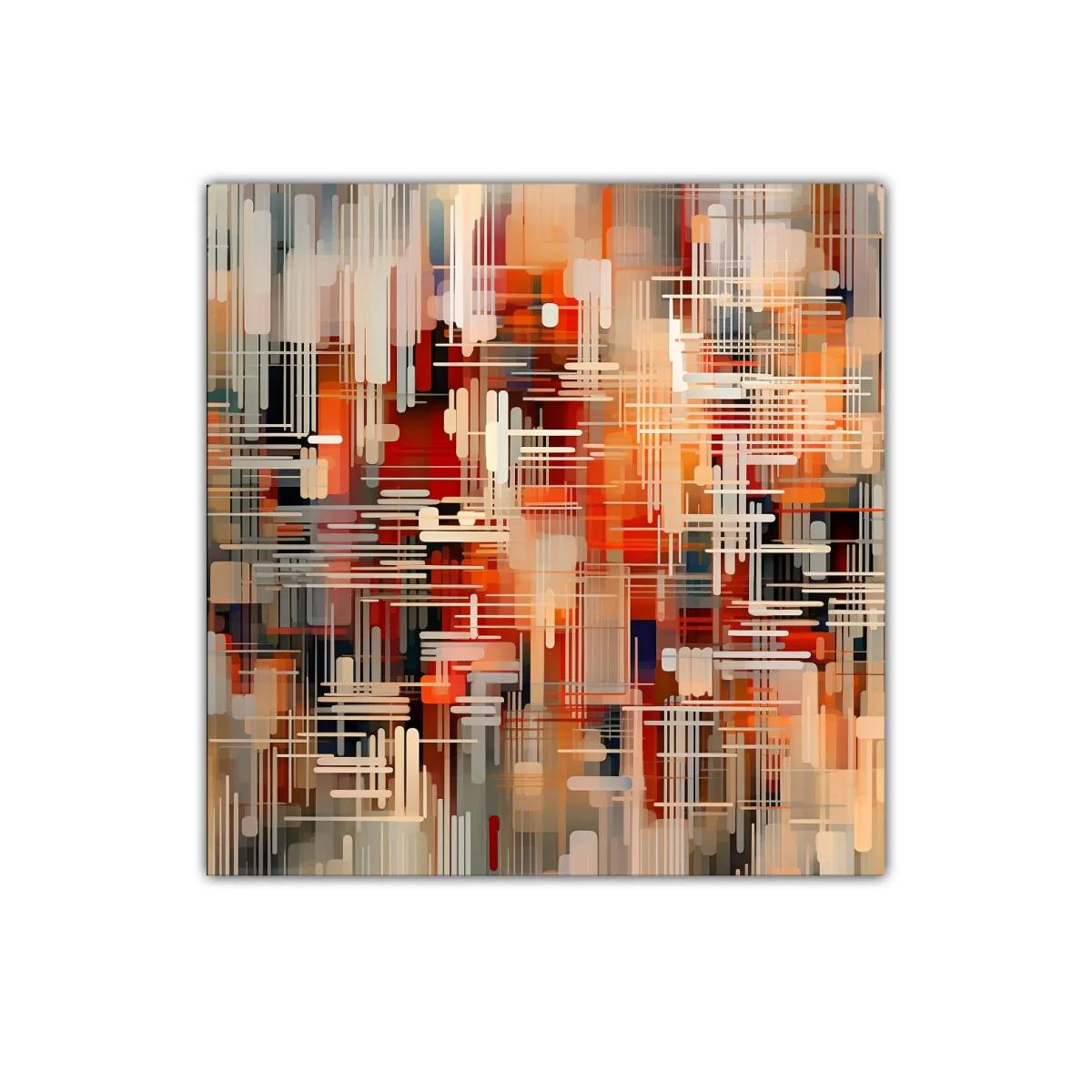 Cuadro decorativo con diseño abstracto lineal en tonos cálidos