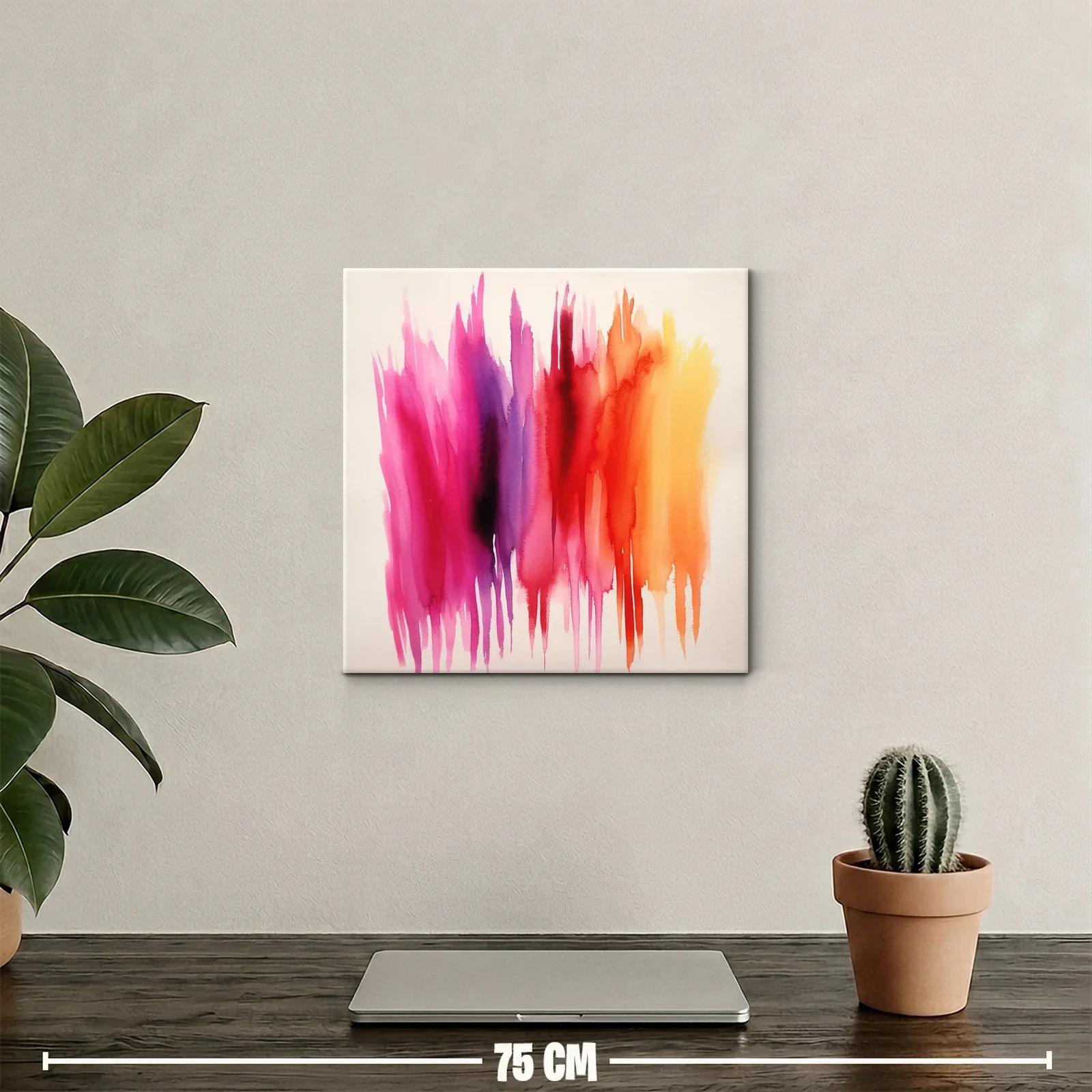 Cuadro Abstracto en tonos rosa rojo y naranja vibrante — miniatura 2