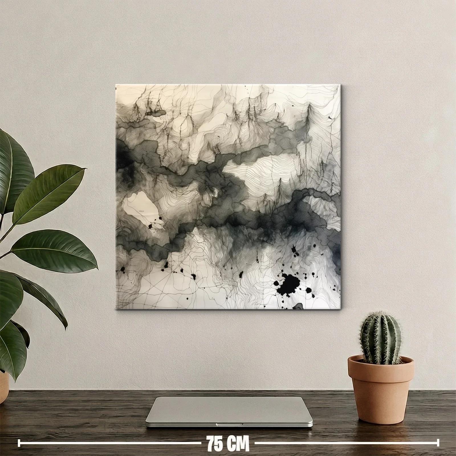Composición abstracta en tinta con líneas y manchas dinámicas — miniatura 2