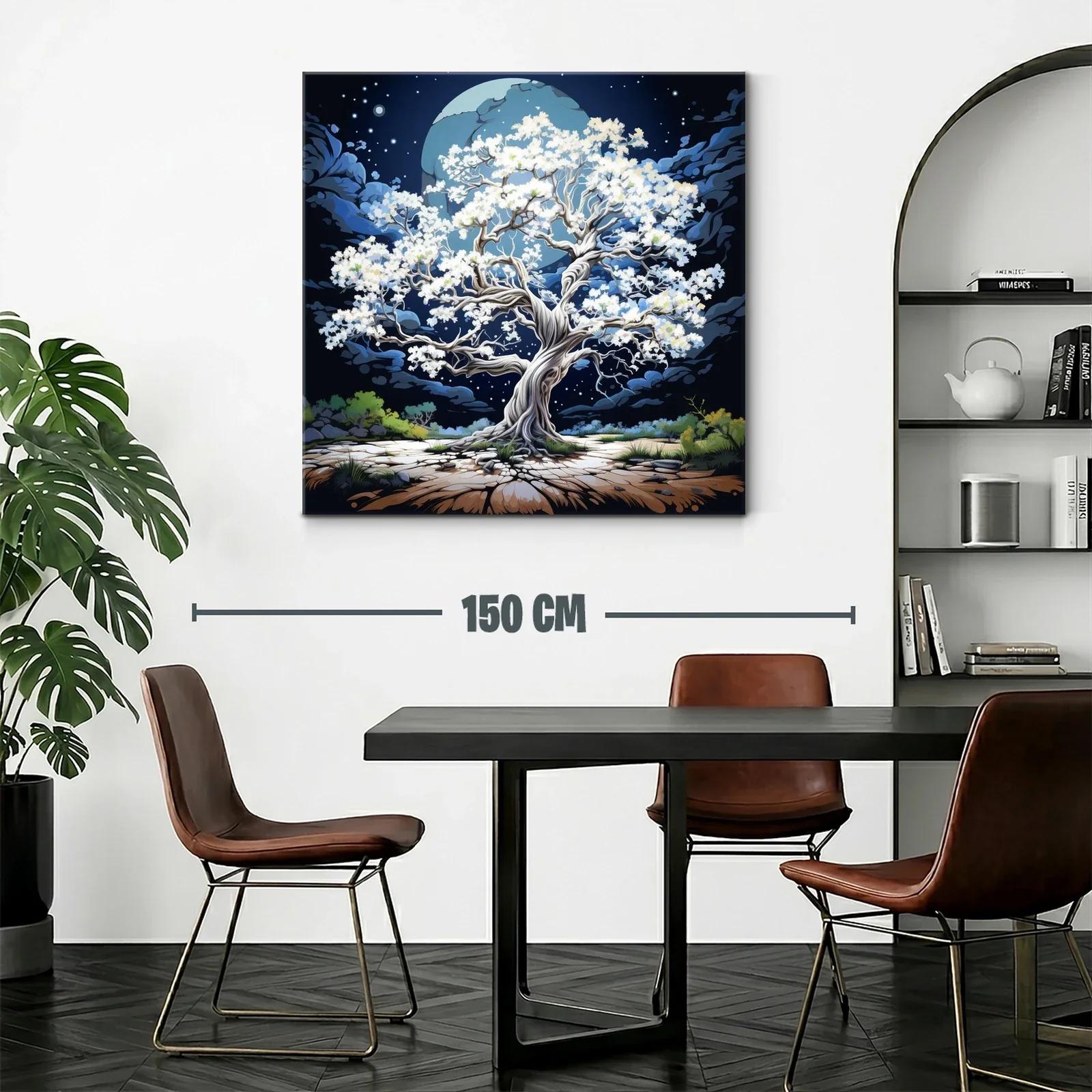 Árbol Blanco Brillando Bajo La Luna Llena — miniatura 2