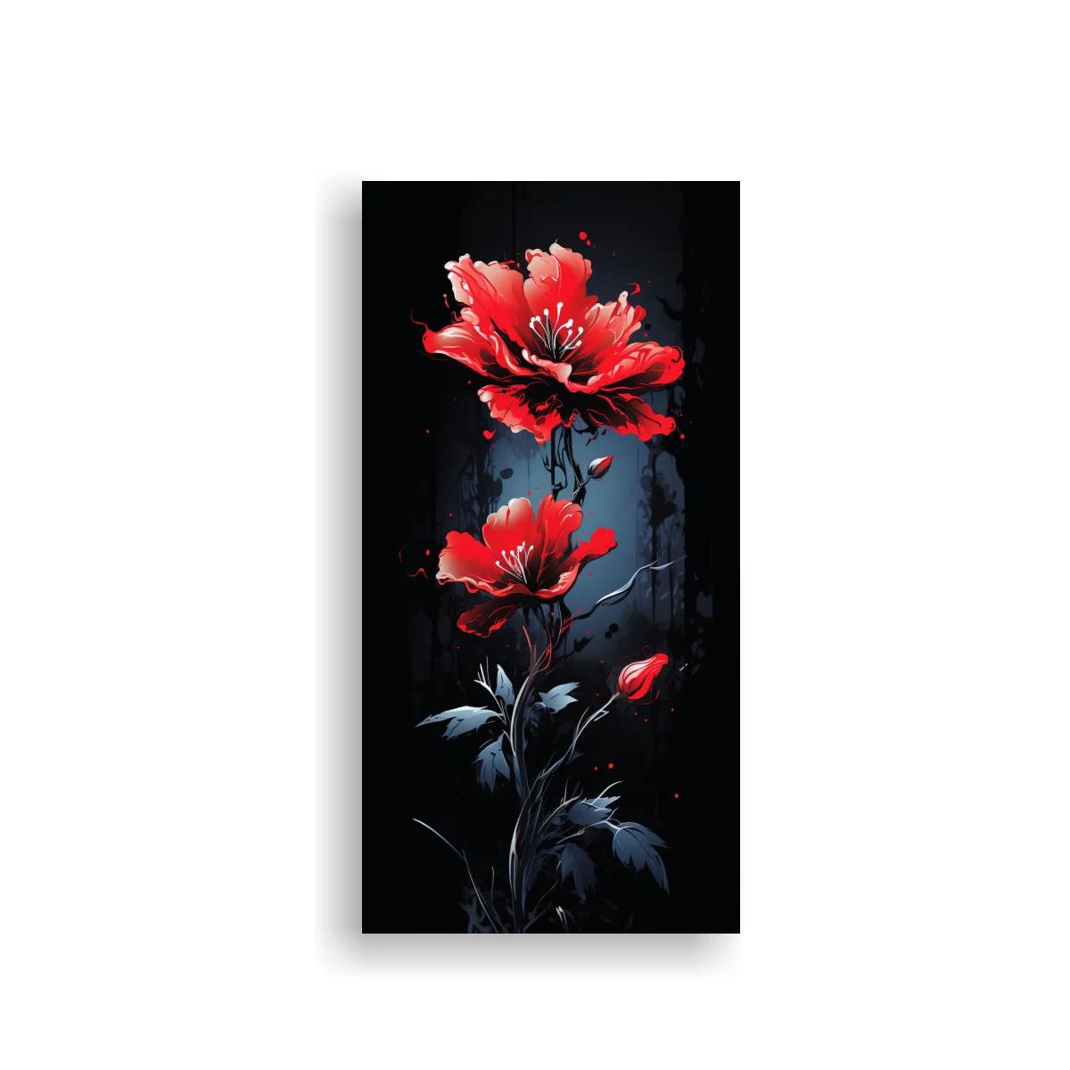 Cuadro de amapolas rojas sobre fondo negro azulado — imagen principal