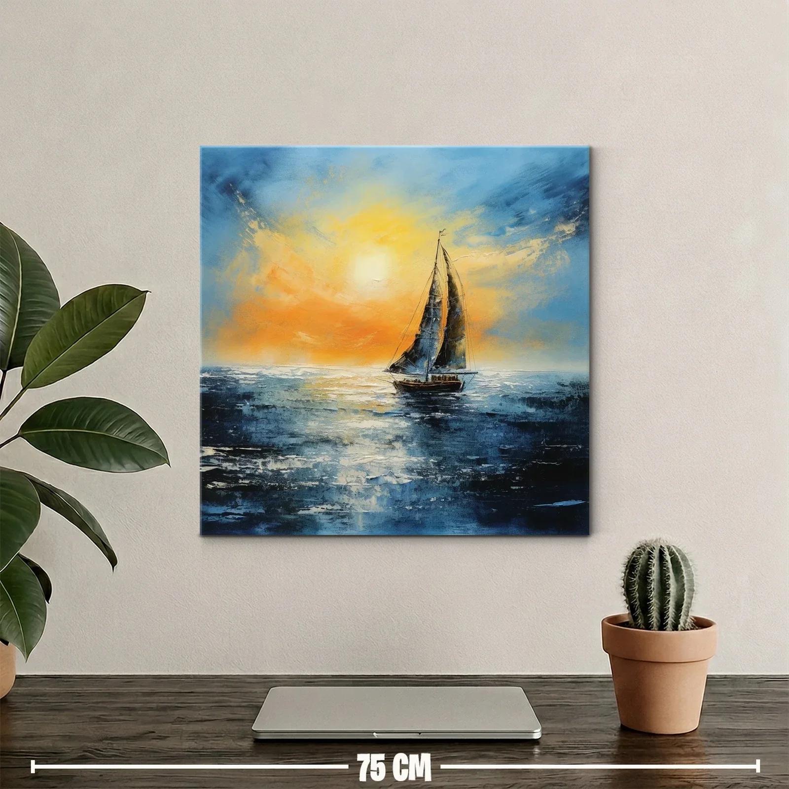 Velero navegando al atardecer sobre mar sereno — miniatura 2