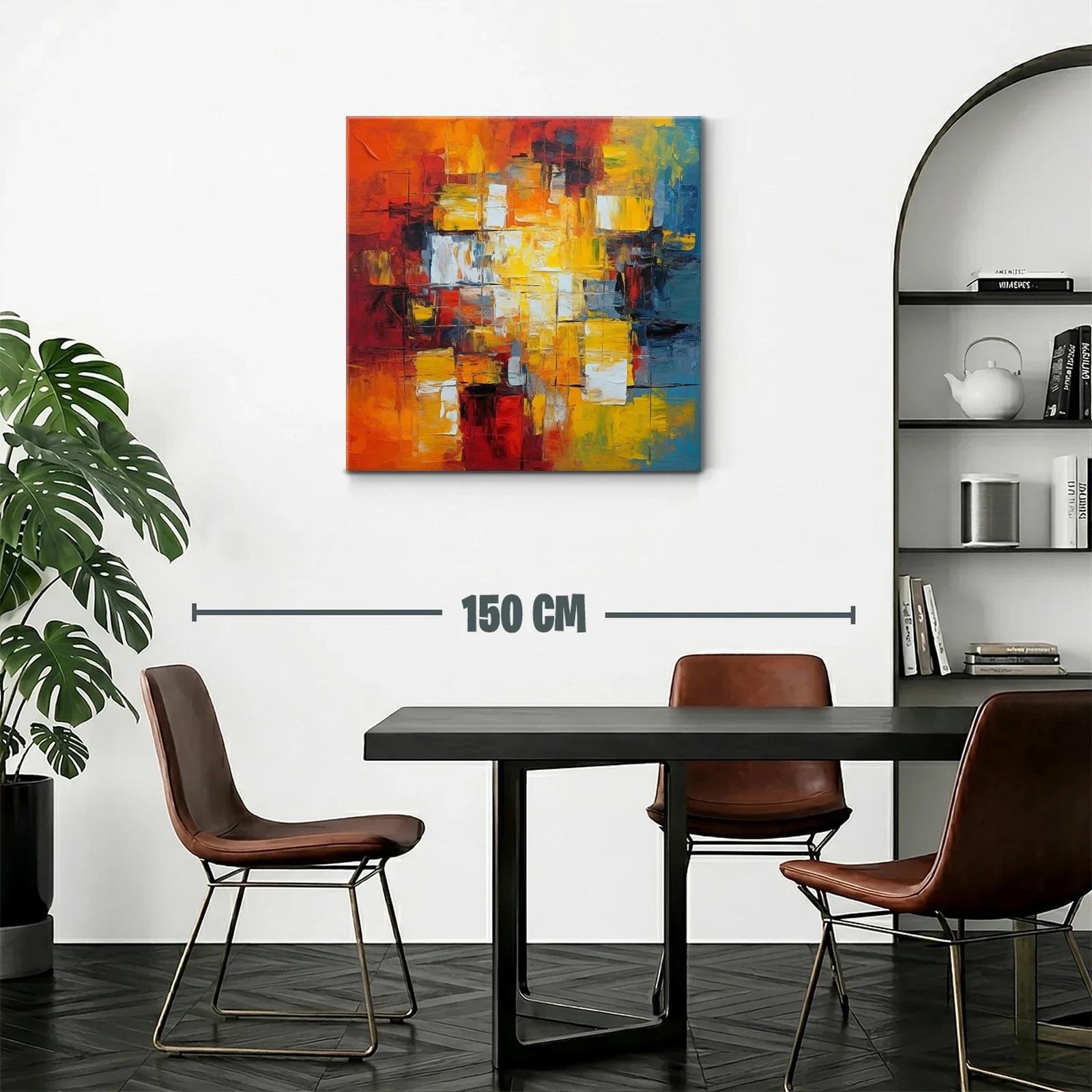 Cuadro abstracto con vibrantes tonos cálidos y fríos — miniatura 2