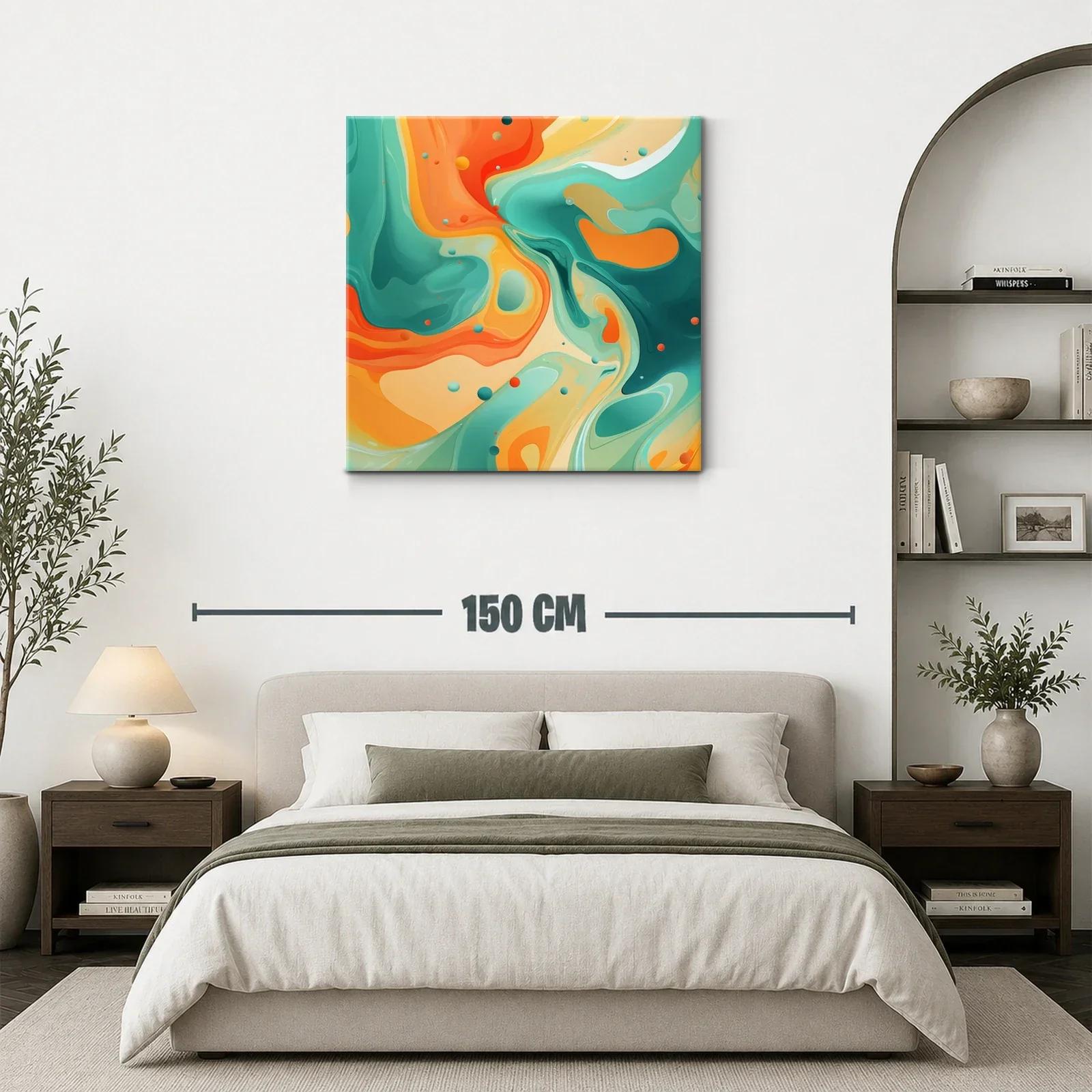 Arte abstracto con vibrantes tonos naranja y verde aqua — miniatura 3